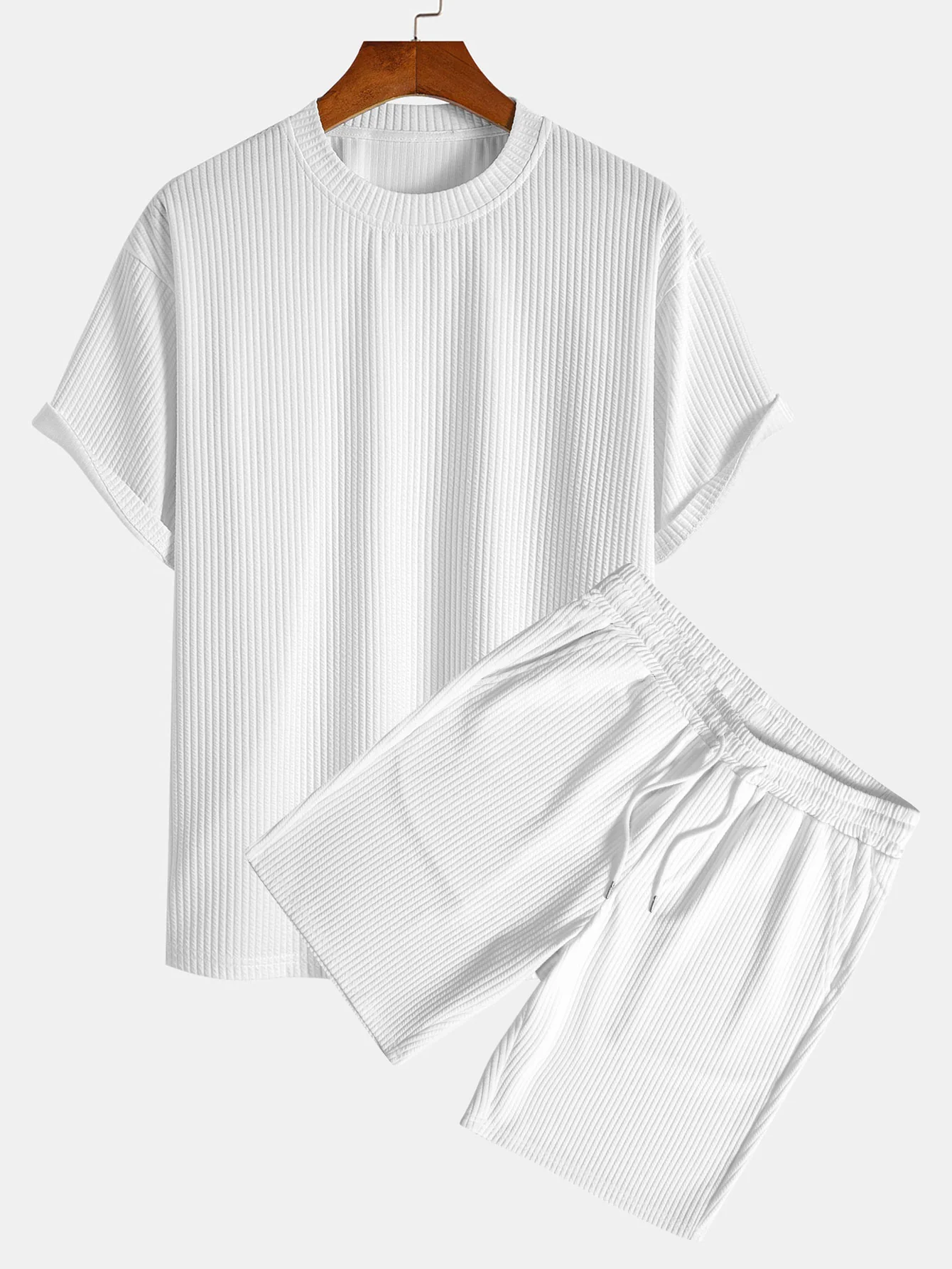 Relaxed Fit Ripp-T-Shirt & Ripp-Shorts mit Kordelzug - Image 4