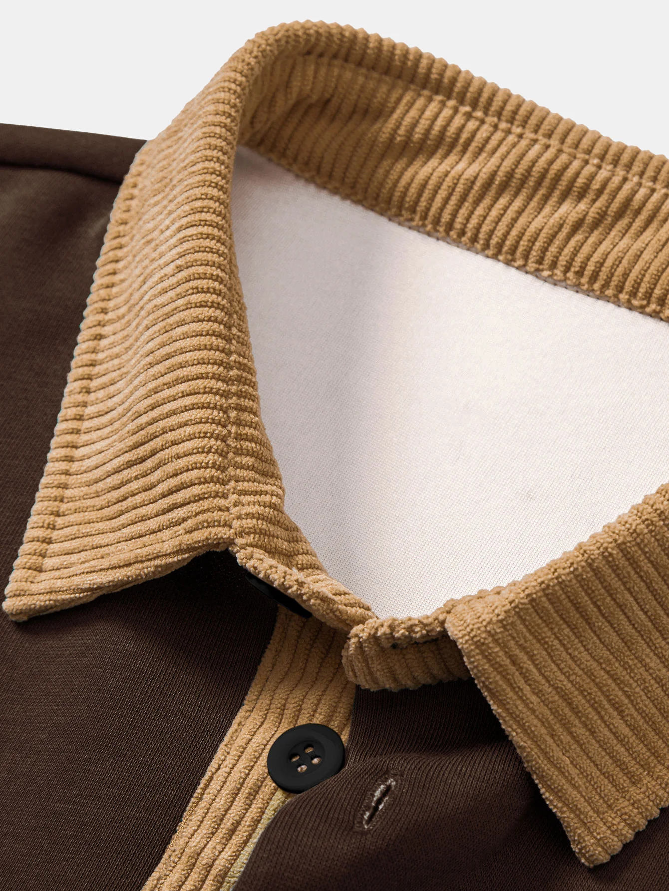 Relax Fit Smiley Face Print Contrast Corduroy Polo Collar Sweatshirt - Image 6