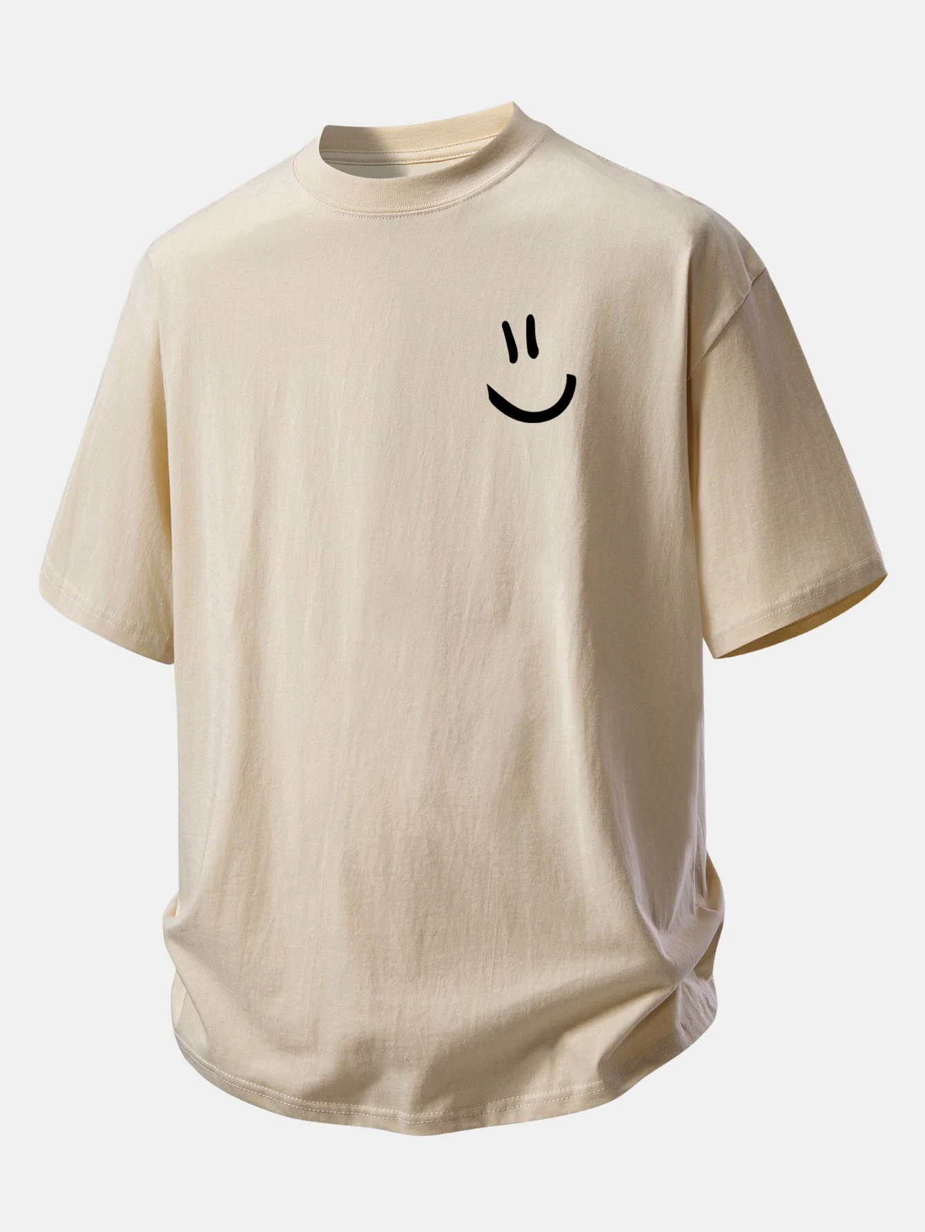Relax Fit Smiley Face Print Cotton T-Shirt - Image 4