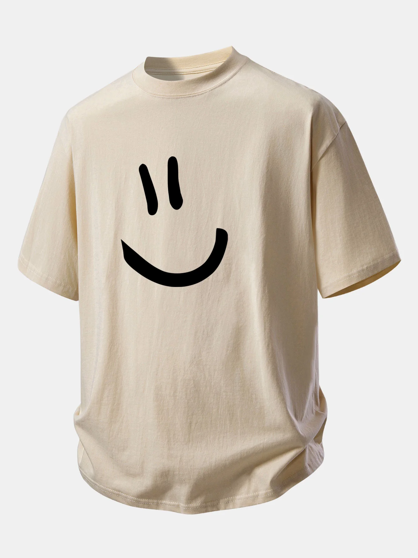 Relax Fit Smiley Face Print Cotton T-Shirt - Image 4