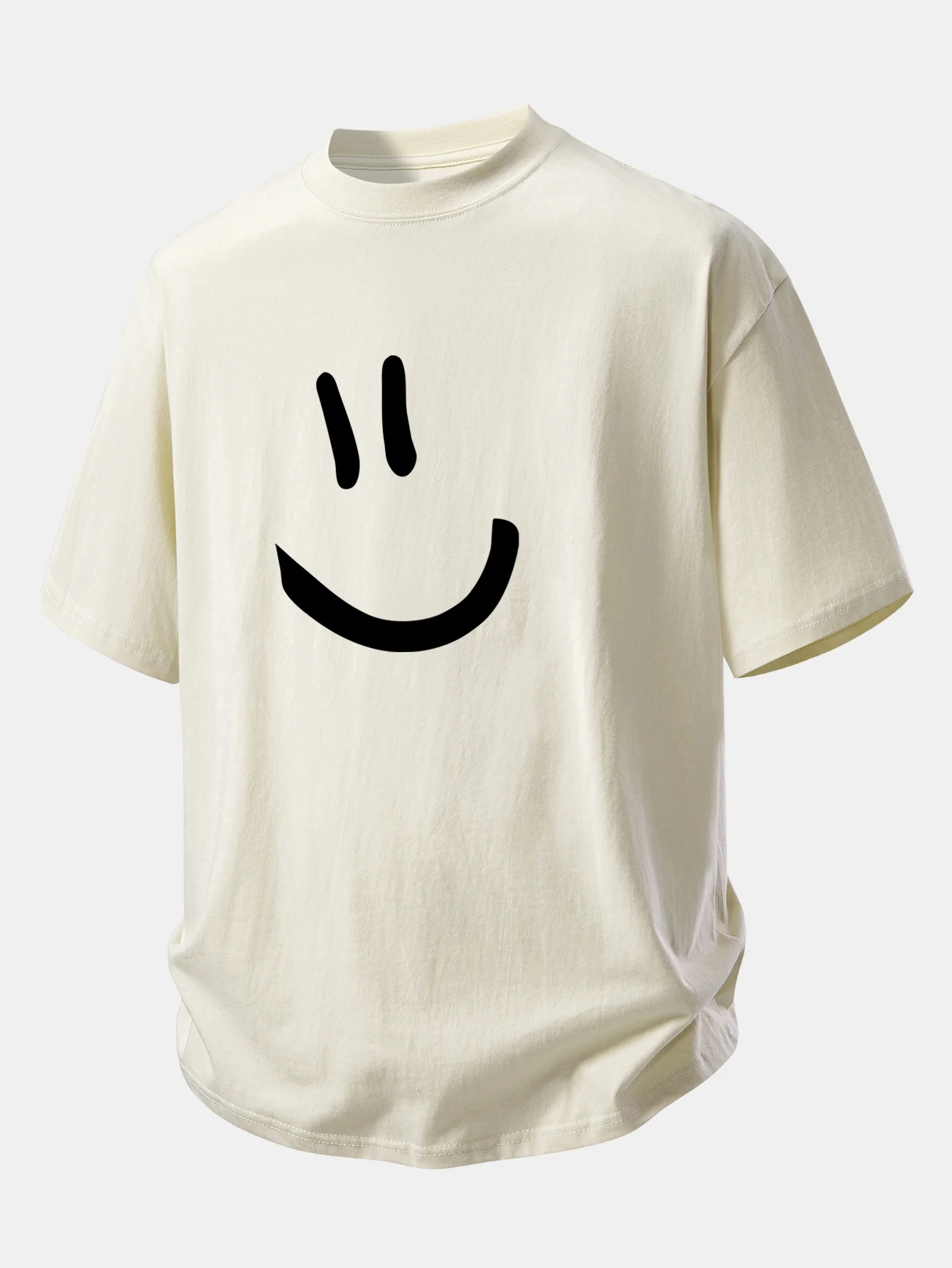 Relax Fit Smiley Face Print Cotton T-Shirt - Image 5