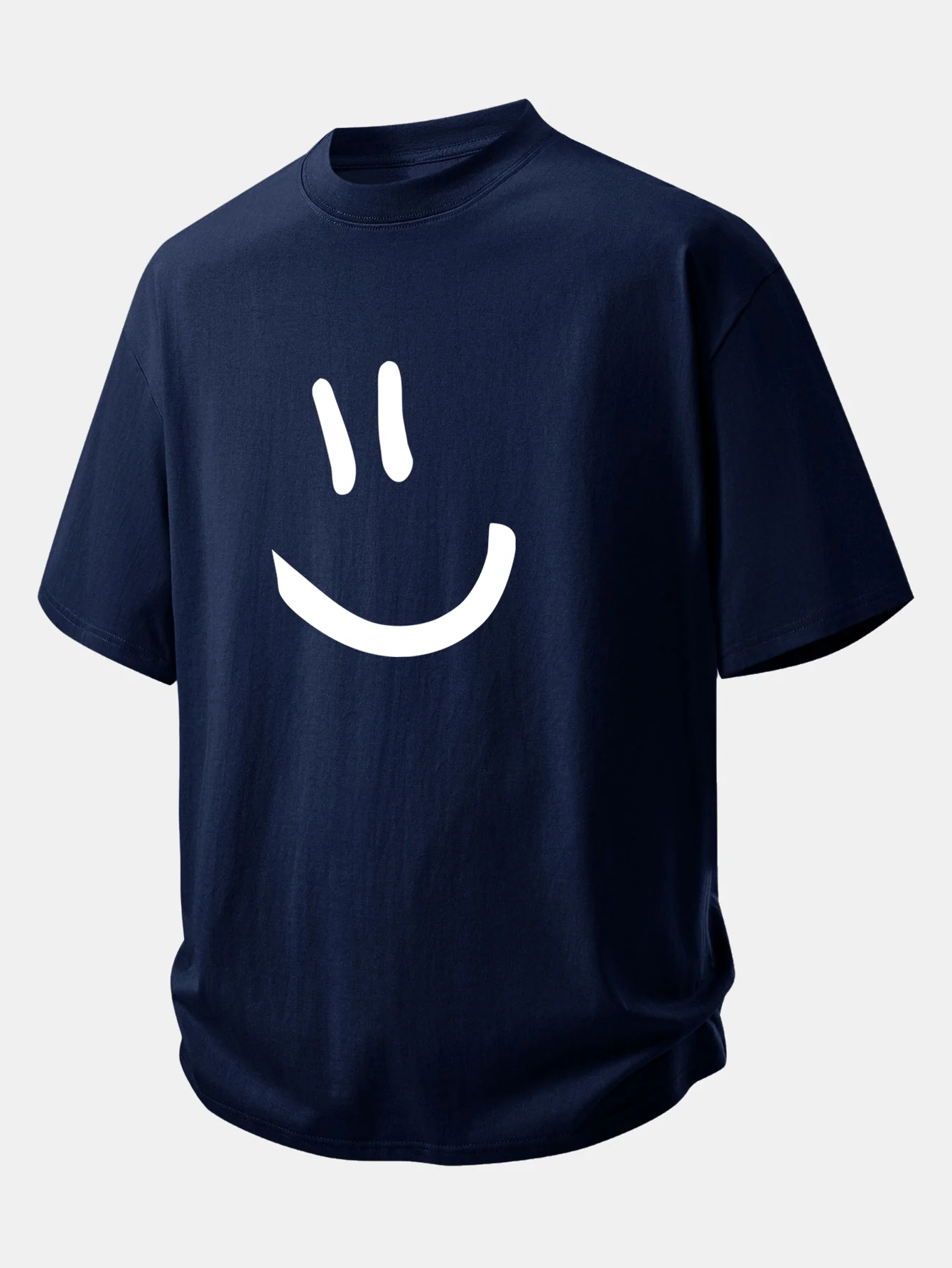 Relax Fit Smiley Face Print Cotton T-Shirt - Image 9