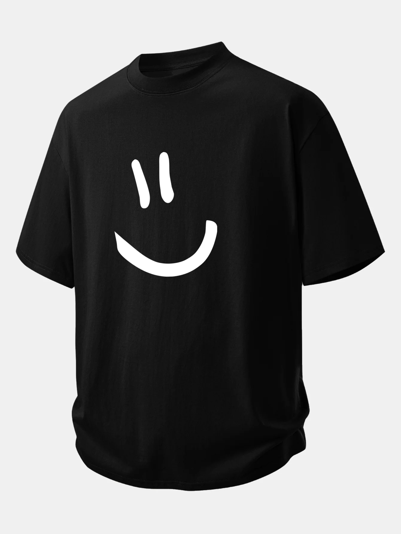 Relax Fit Smiley Face Print Cotton T-Shirt & Cotton Drawstring 7" Shorts - Image 4