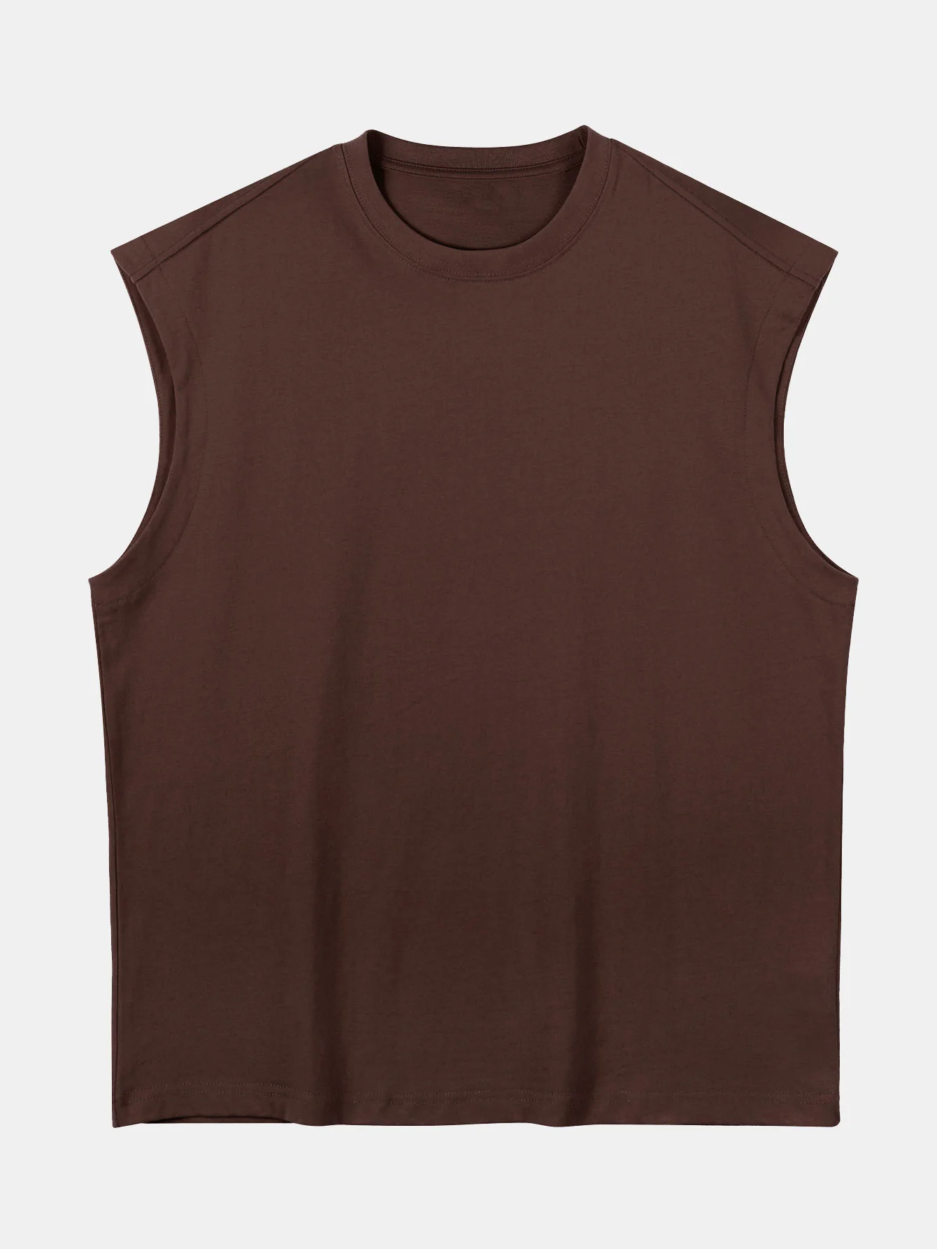 Entspannt sitzendes, einfarbiges Baumwoll-T-Shirt mit überschnittenen Schultern und ärmellos - Image 11