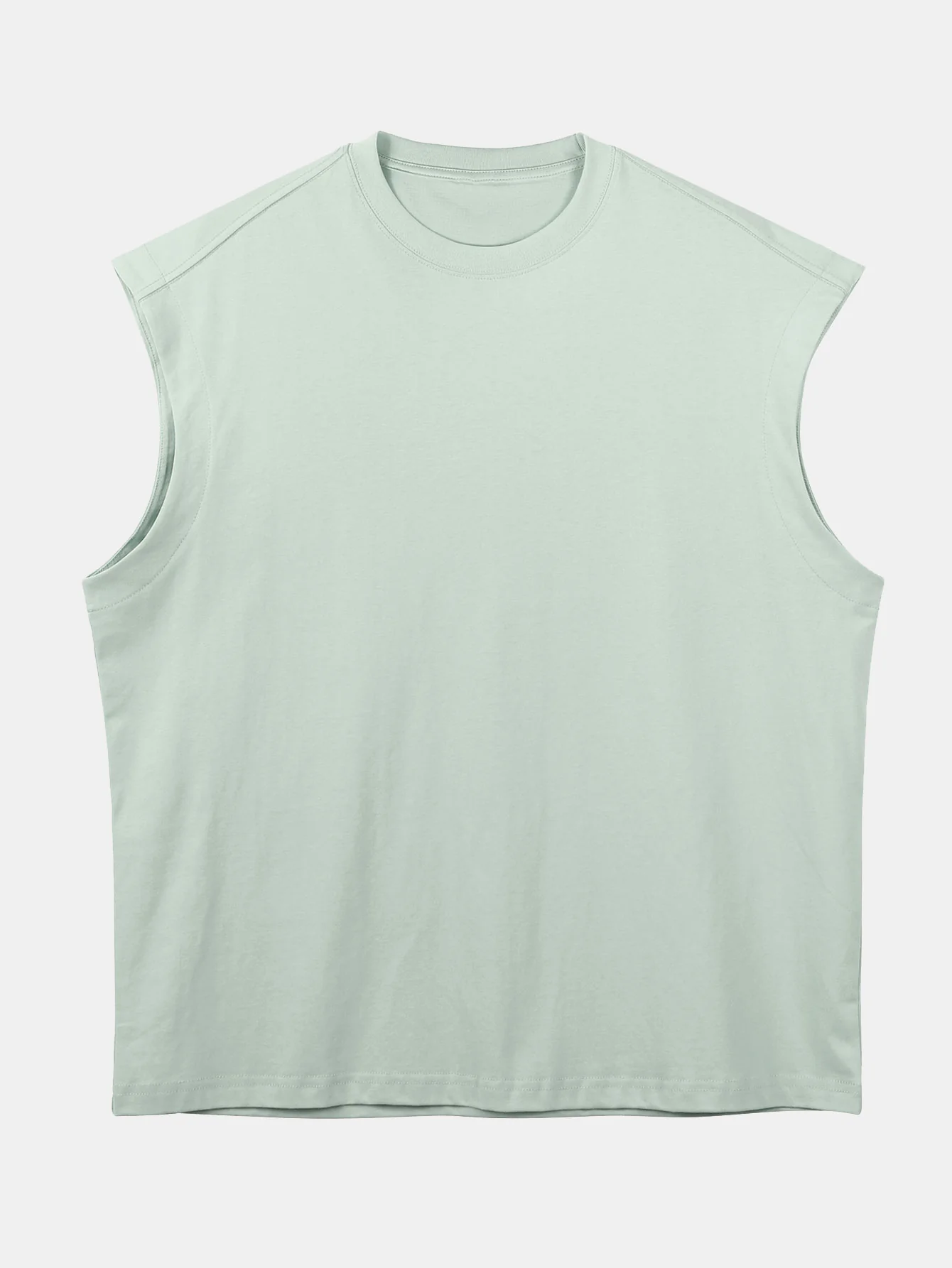 Entspannt sitzendes, einfarbiges Baumwoll-T-Shirt mit überschnittenen Schultern und ärmellos - Image 13