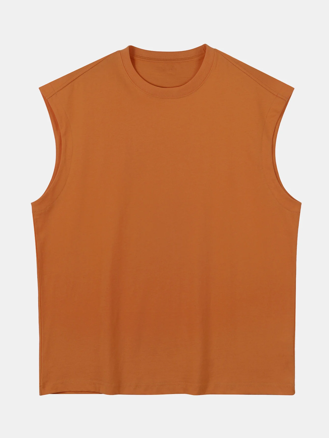 Entspannt sitzendes, einfarbiges Baumwoll-T-Shirt mit überschnittenen Schultern und ärmellos - Image 15
