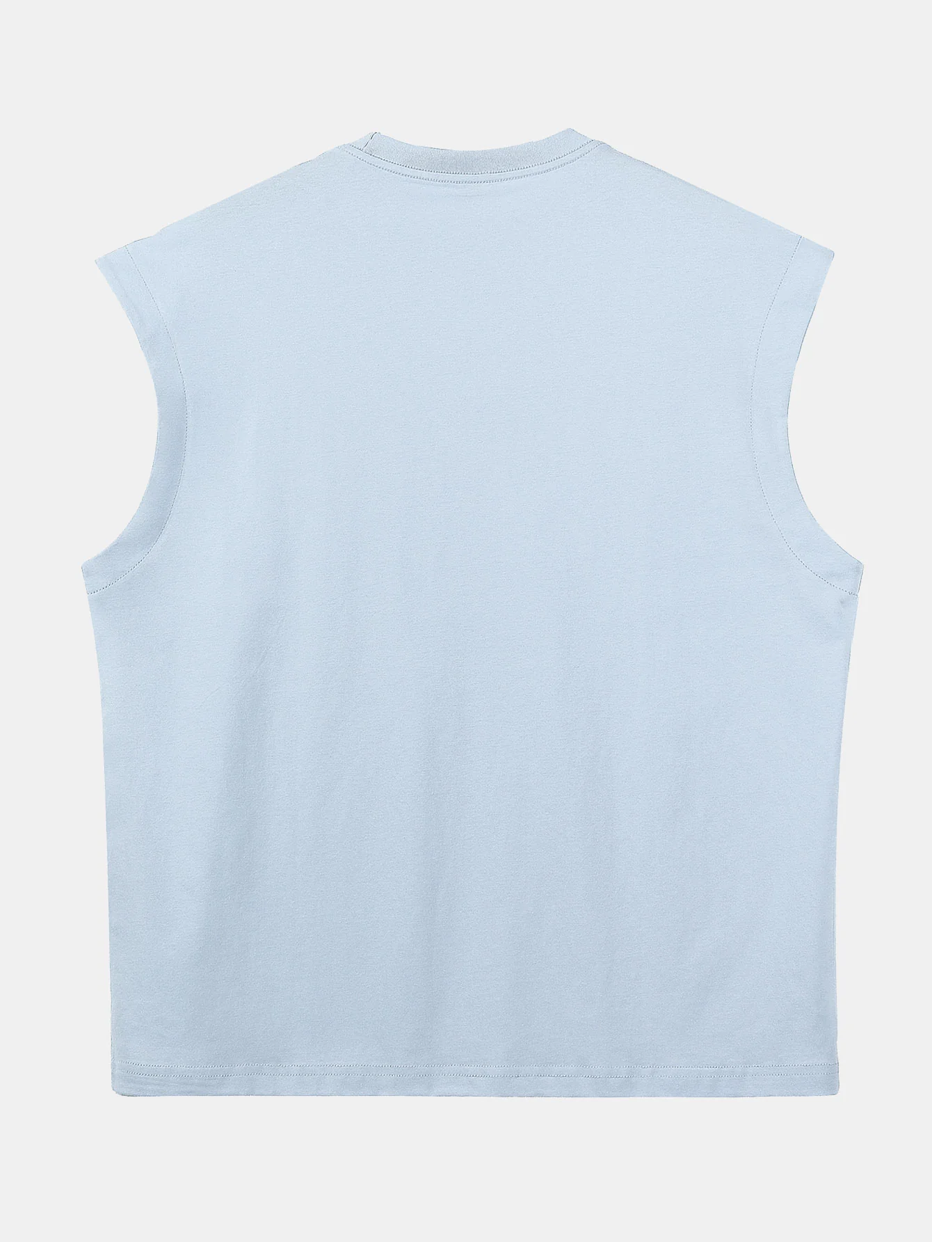 Entspannt sitzendes, einfarbiges Baumwoll-T-Shirt mit überschnittenen Schultern und ärmellos - Image 2