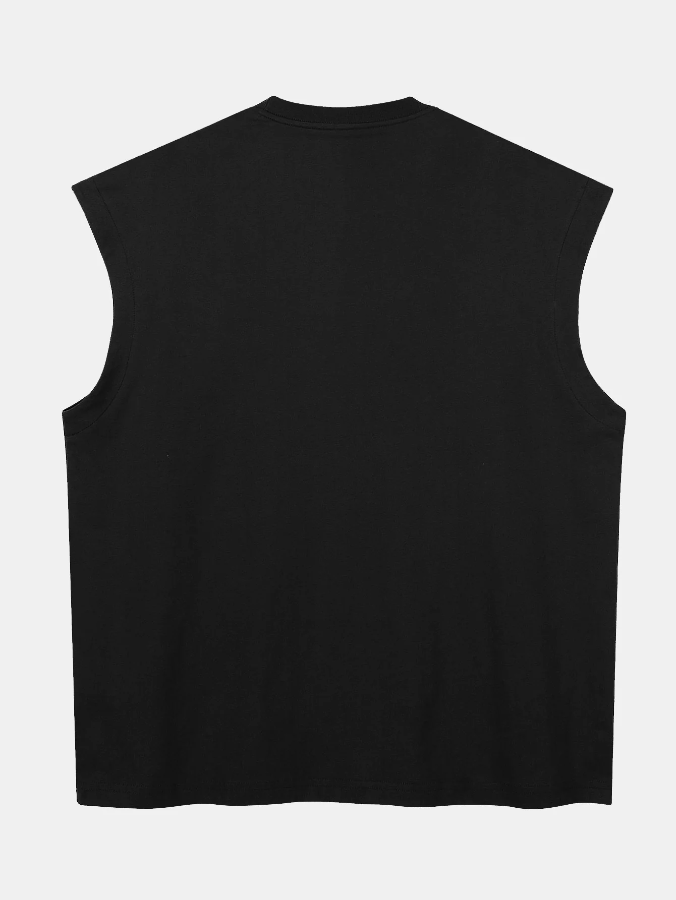 Entspannt sitzendes, einfarbiges Baumwoll-T-Shirt mit überschnittenen Schultern und ärmellos - Image 4
