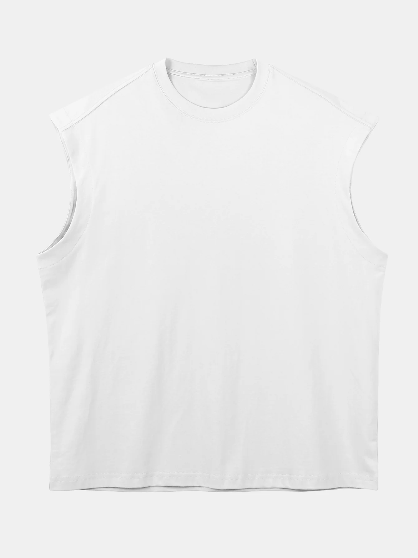 Entspannt sitzendes, einfarbiges Baumwoll-T-Shirt mit überschnittenen Schultern und ärmellos - Image 5
