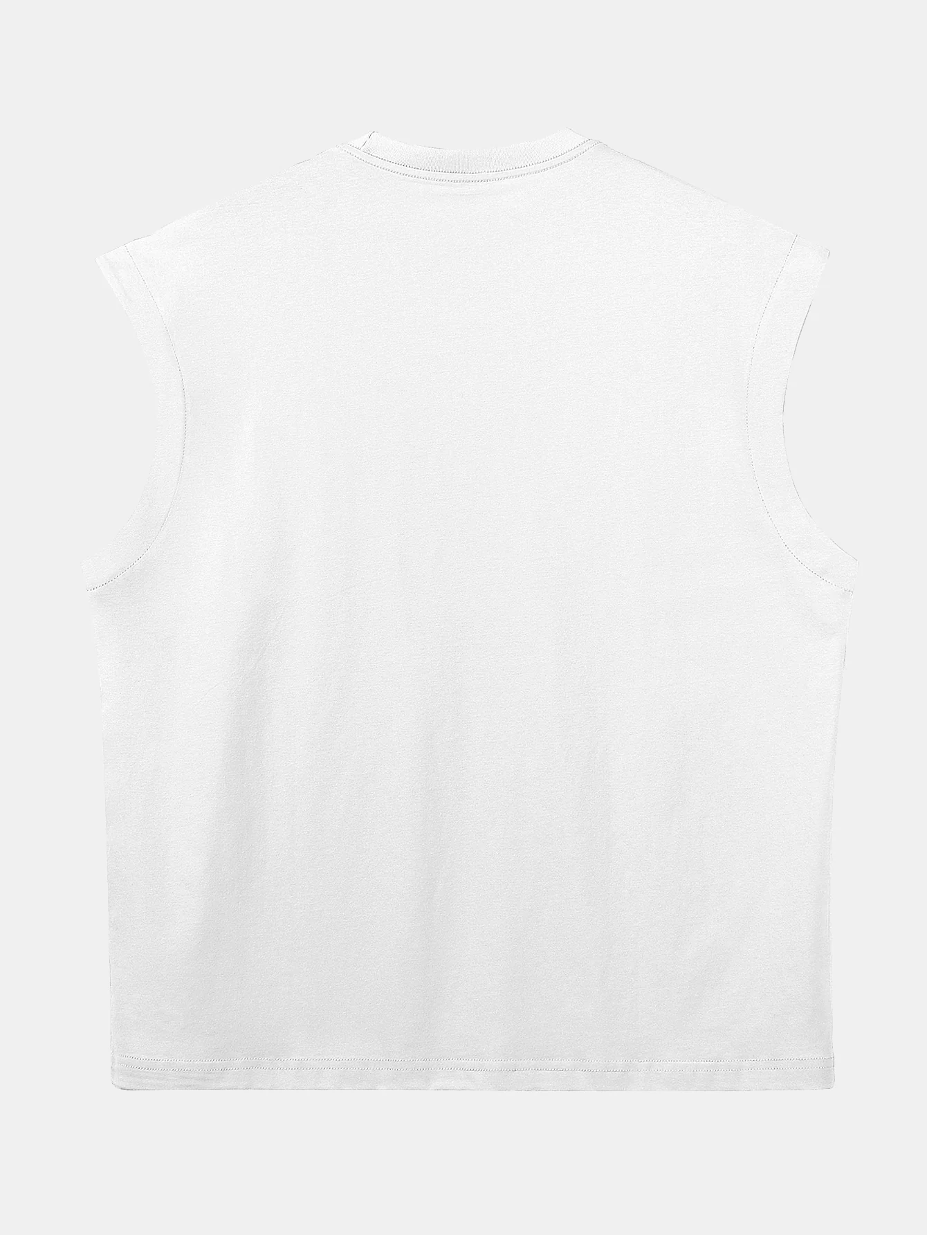 Entspannt sitzendes, einfarbiges Baumwoll-T-Shirt mit überschnittenen Schultern und ärmellos - Image 6