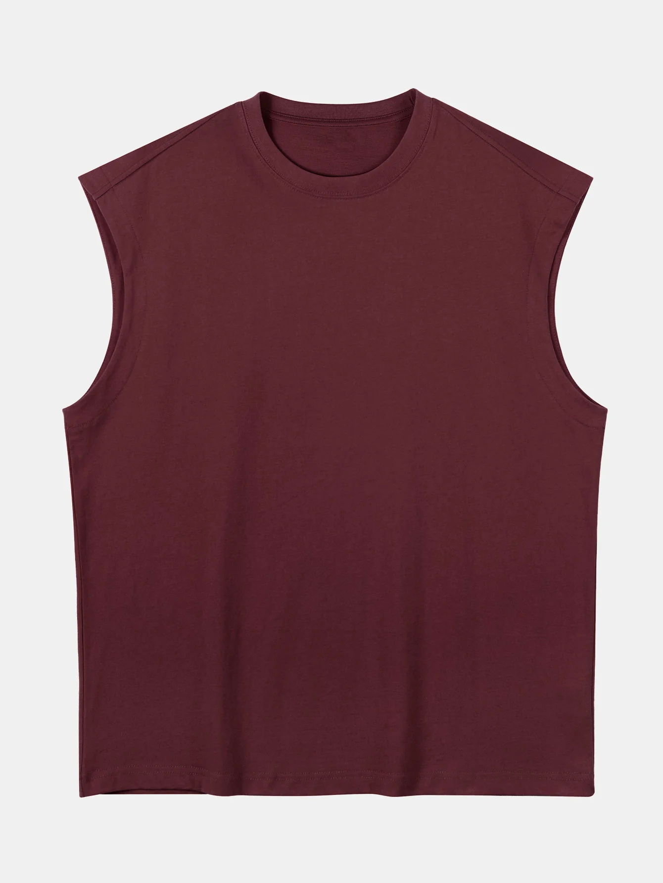 Entspannt sitzendes, einfarbiges Baumwoll-T-Shirt mit überschnittenen Schultern und ärmellos - Image 7