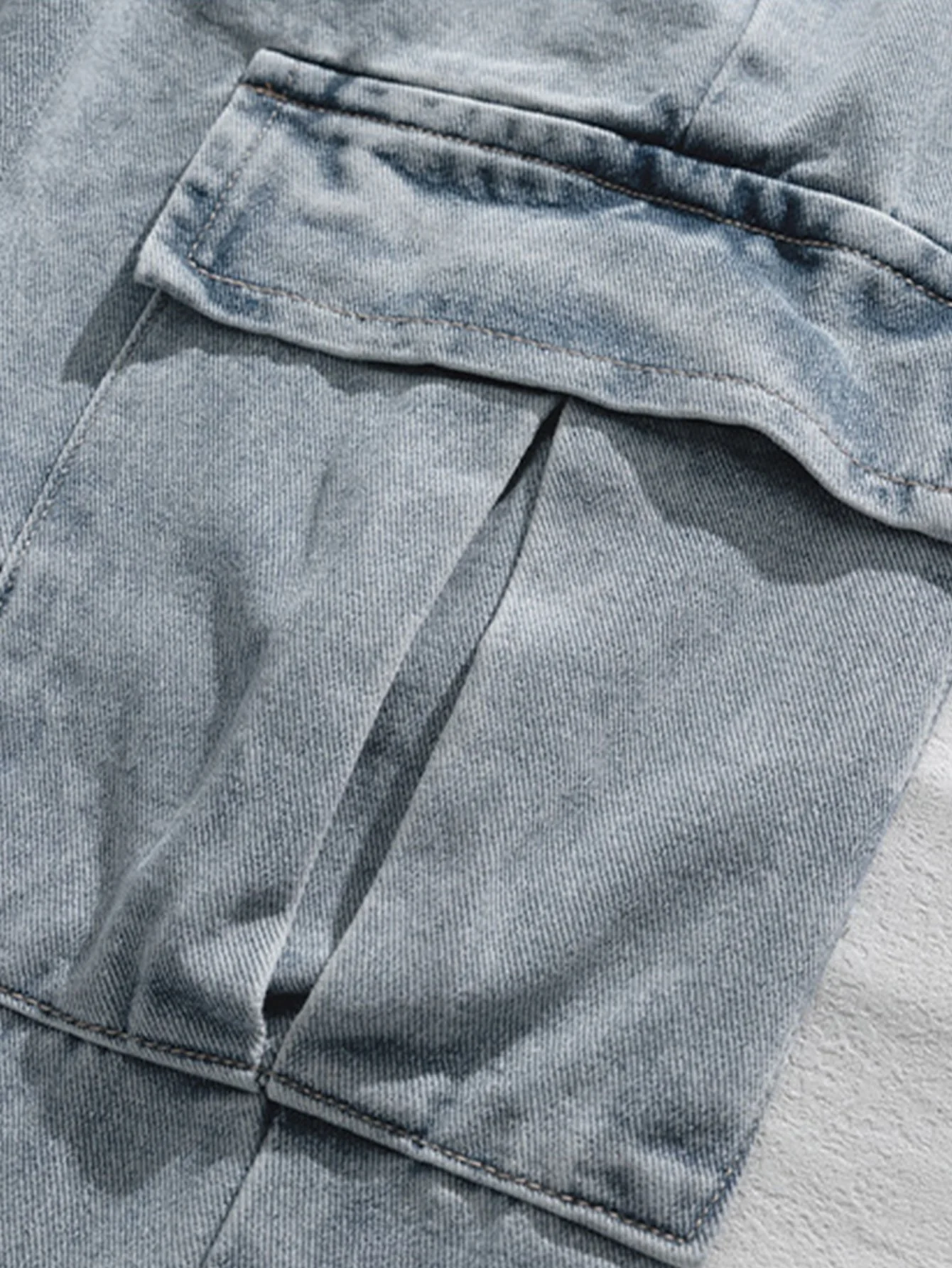 Elastischer Bund Relaxed Fit Gerade Bein Cargo Jeans - Image 6