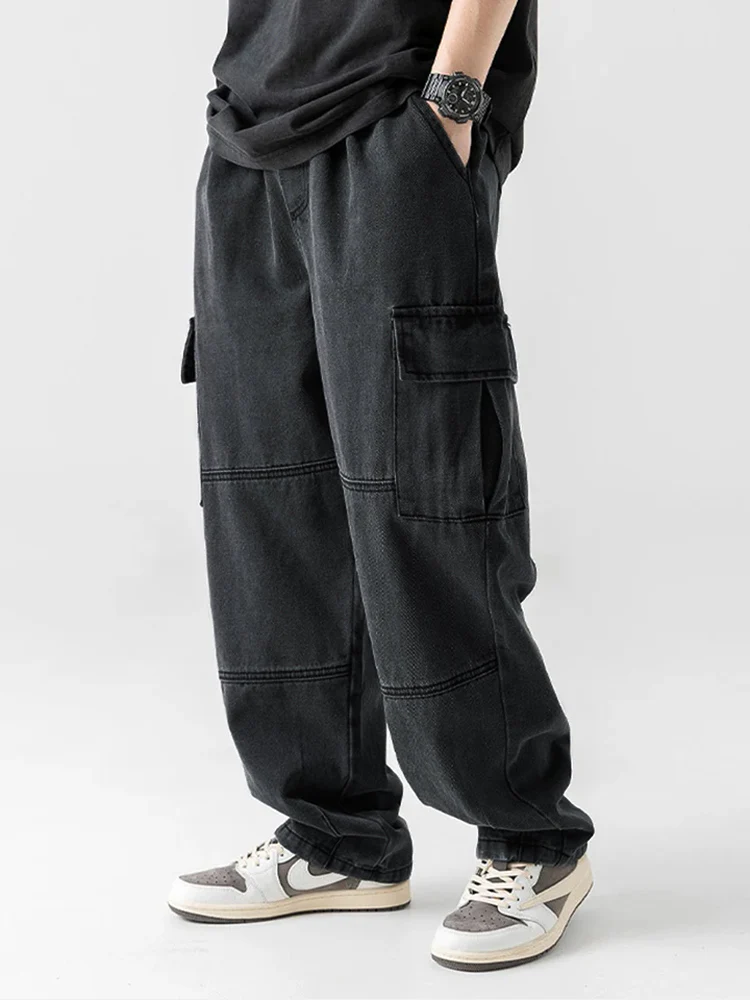 Elastischer Bund Relaxed Fit Gerade Bein Cargo Jeans - Image 8