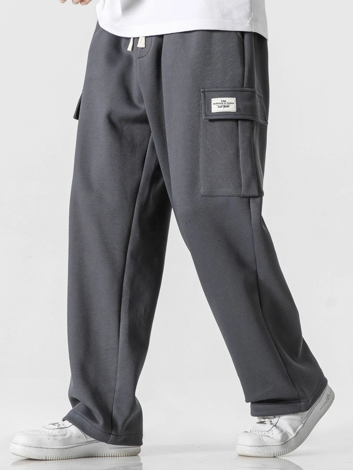 Entspannte Passform gerade Jersey Cargo-Hose - Image 5