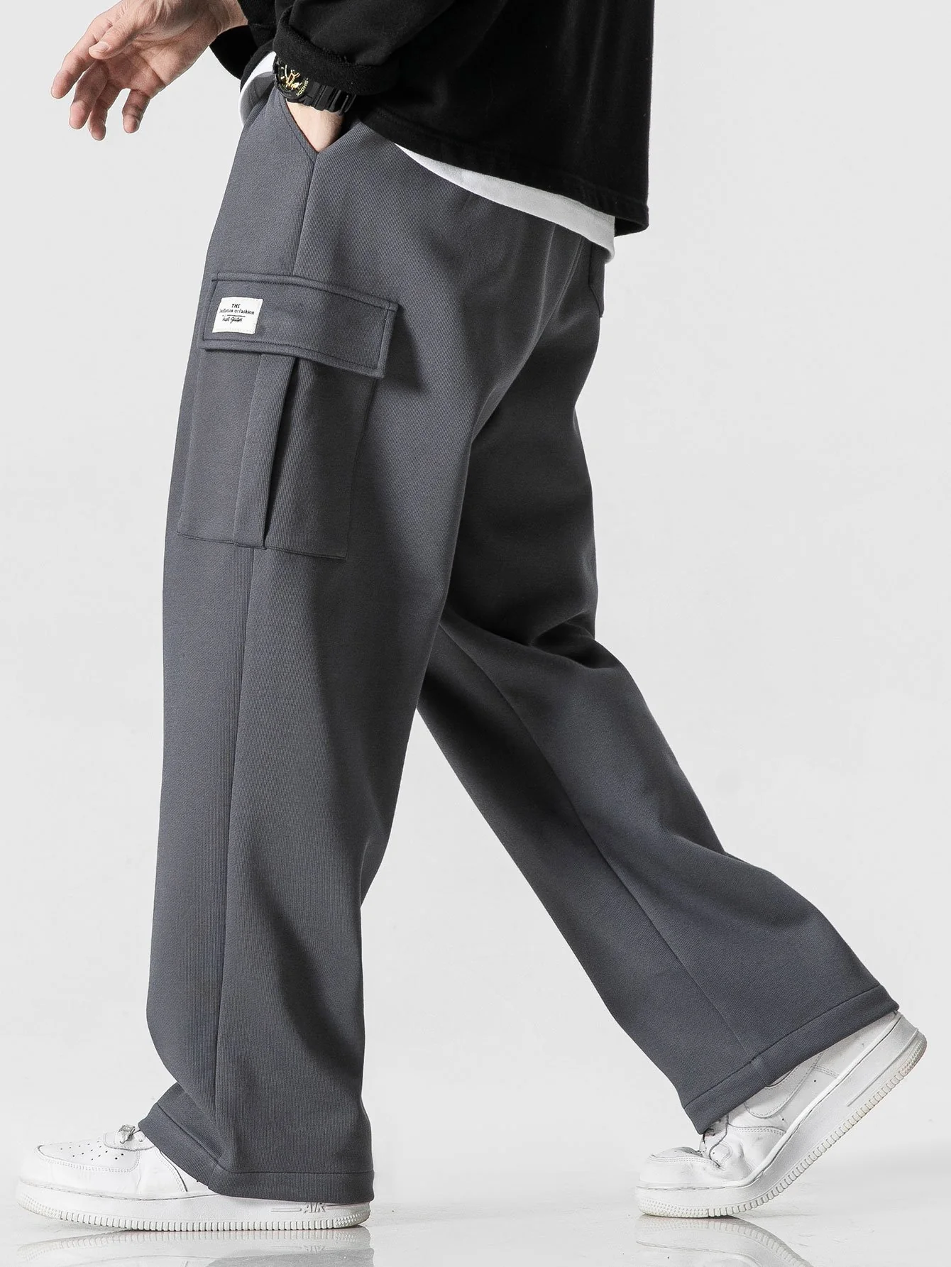 Entspannte Passform gerade Jersey Cargo-Hose - Image 6