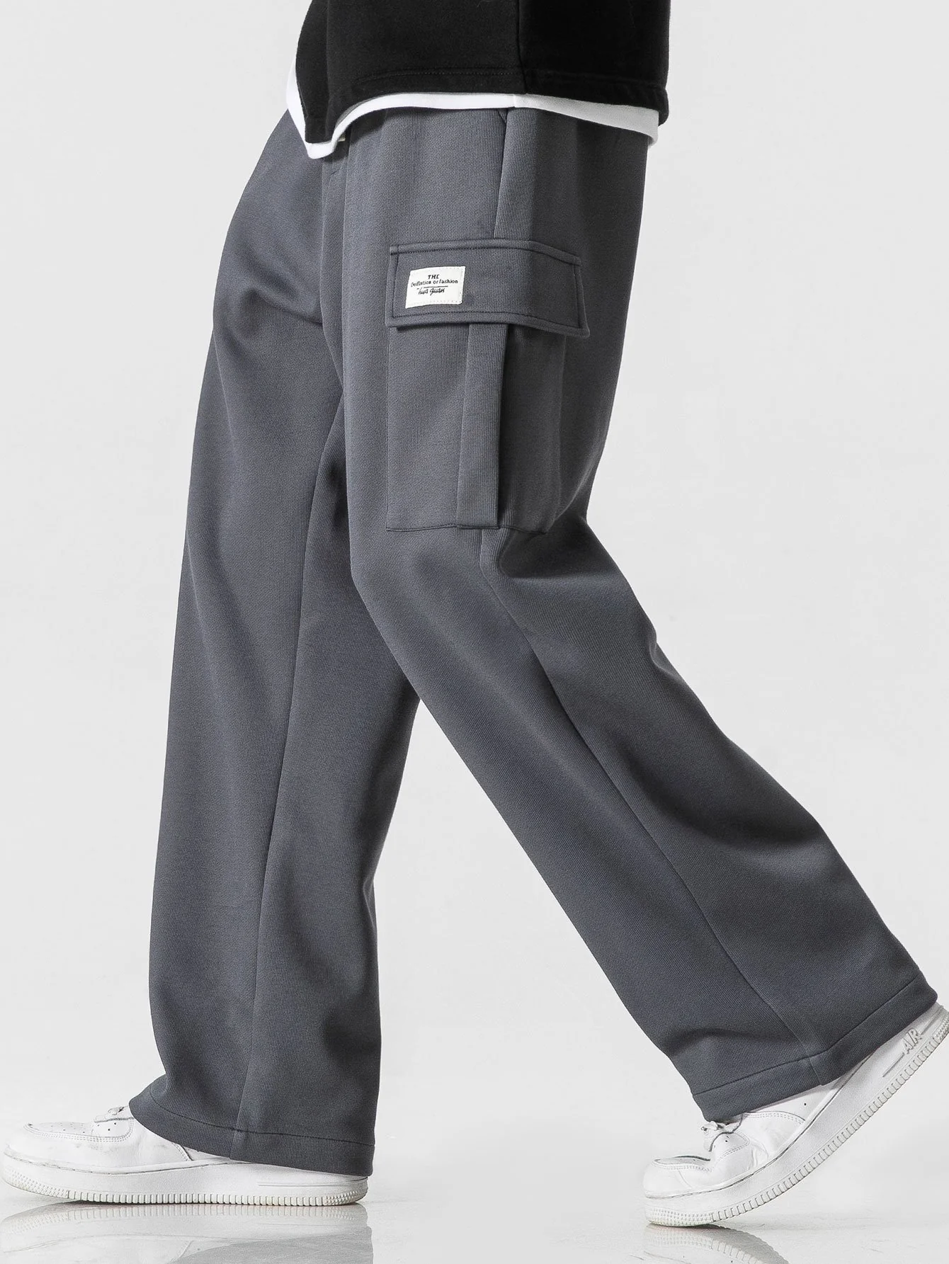 Entspannte Passform gerade Jersey Cargo-Hose - Image 7