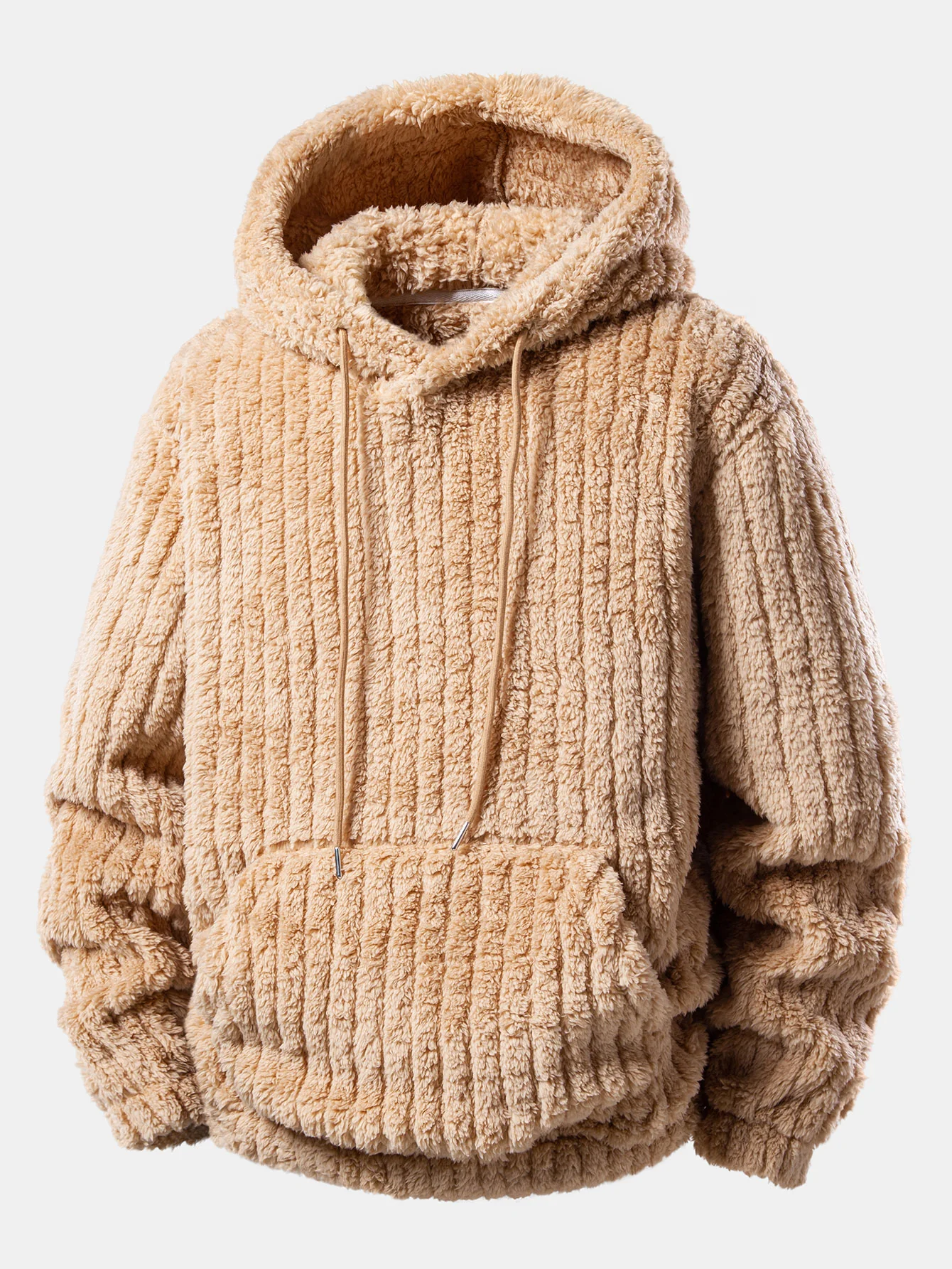 Relax Fit Stripe Kangaroo Pocket Teddy Hoodie & Jogger Pants - Image 3