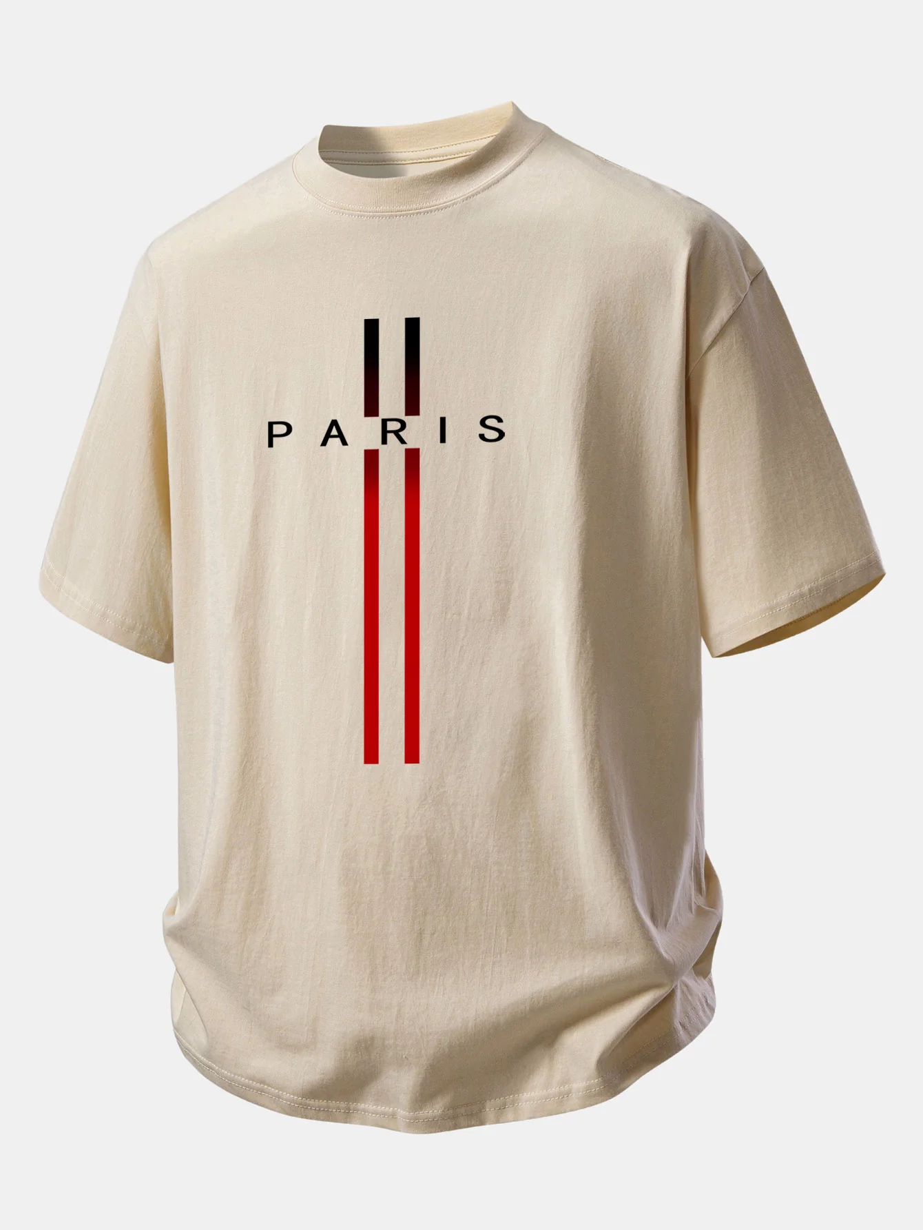 Relax Fit Stripe Paris Print Cotton T-Shirt - Image 11