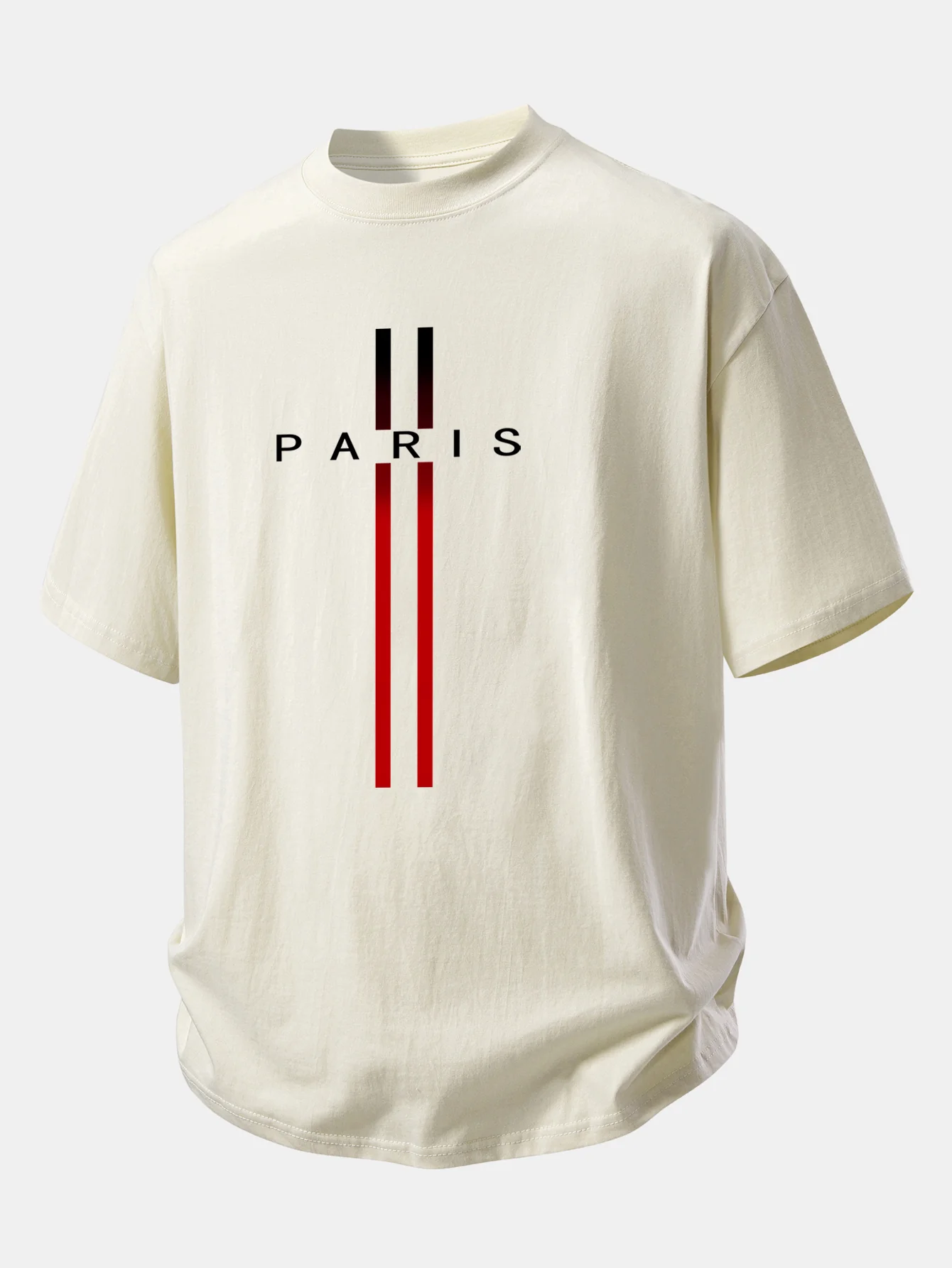 Relax Fit Stripe Paris Print Cotton T-Shirt - Image 12