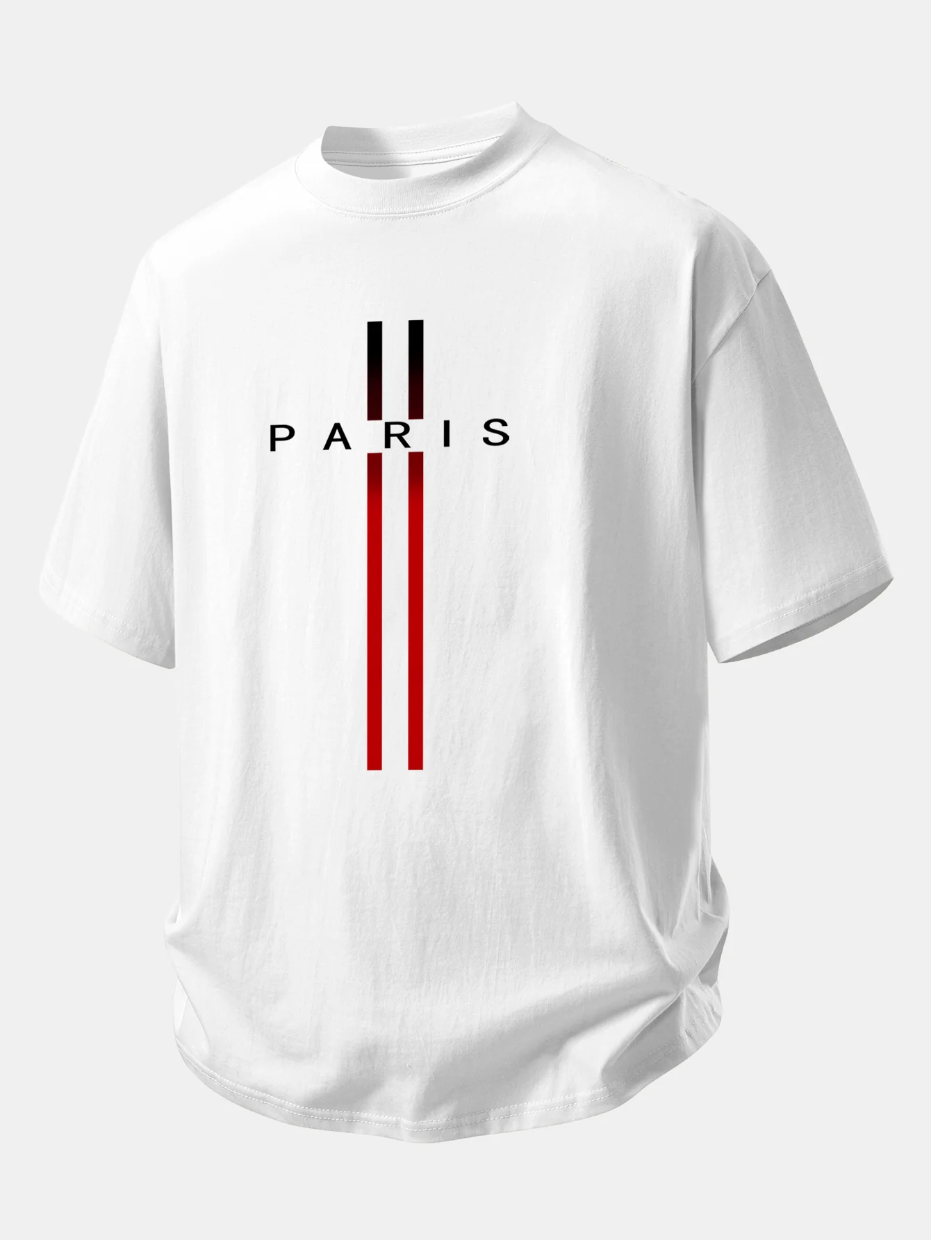 Relax Fit Stripe Paris Print Cotton T-Shirt - Image 2