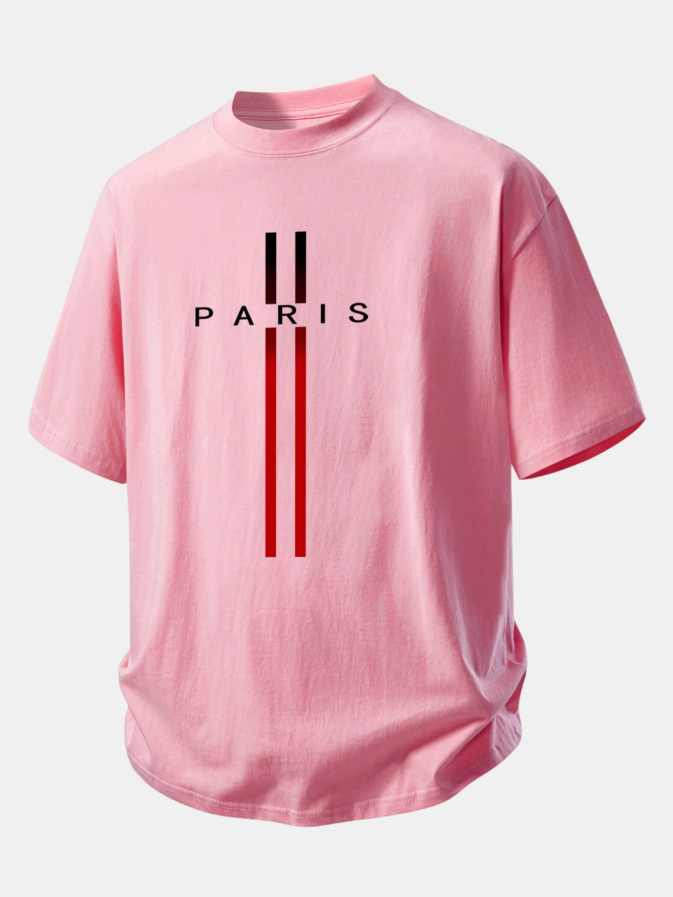 Relax Fit Stripe Paris Print Cotton T-Shirt - Image 3