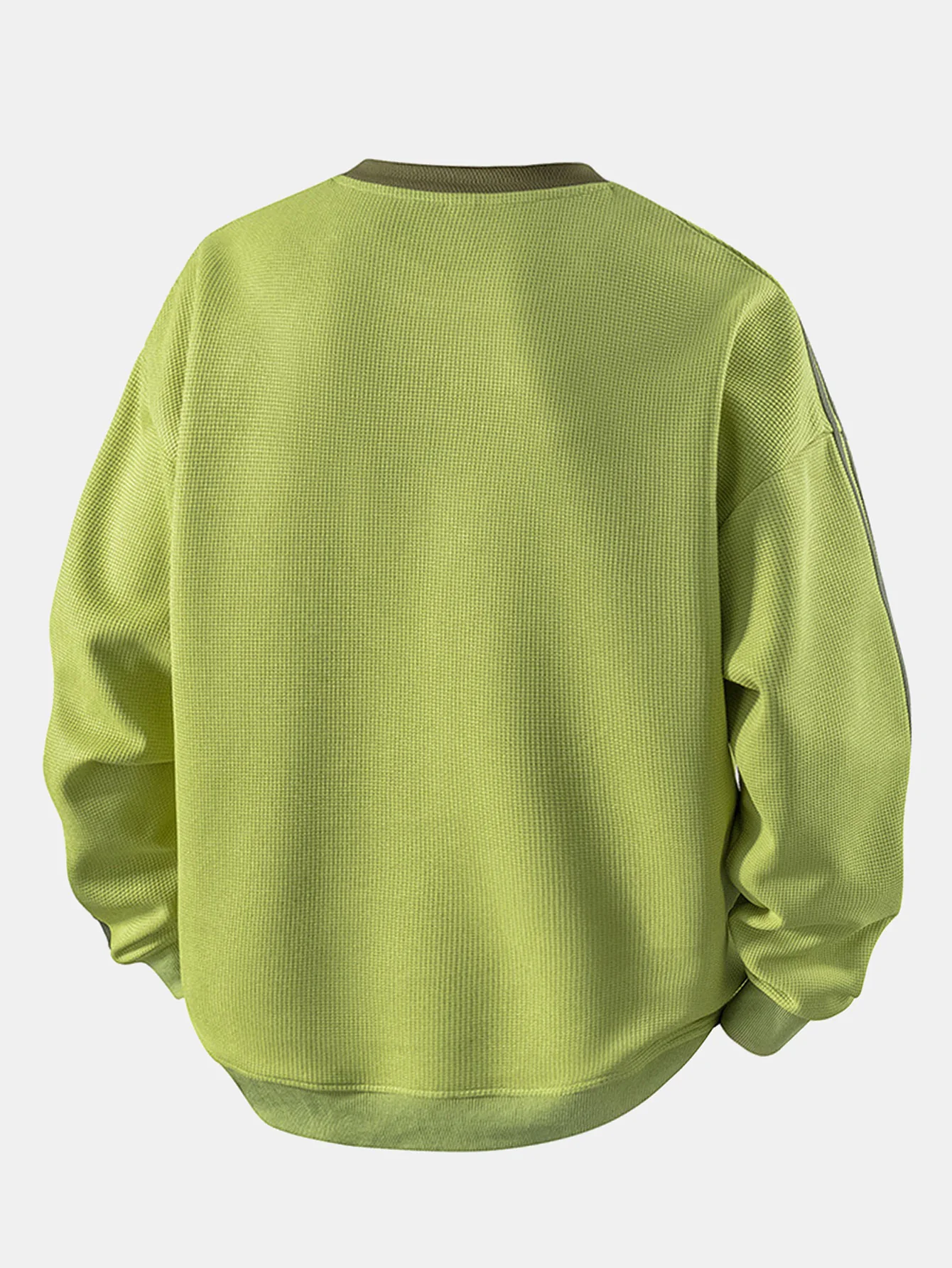 Locker sitzendes gestreiftes Waffel-Sweatshirt mit Rundhalsausschnitt - Image 10