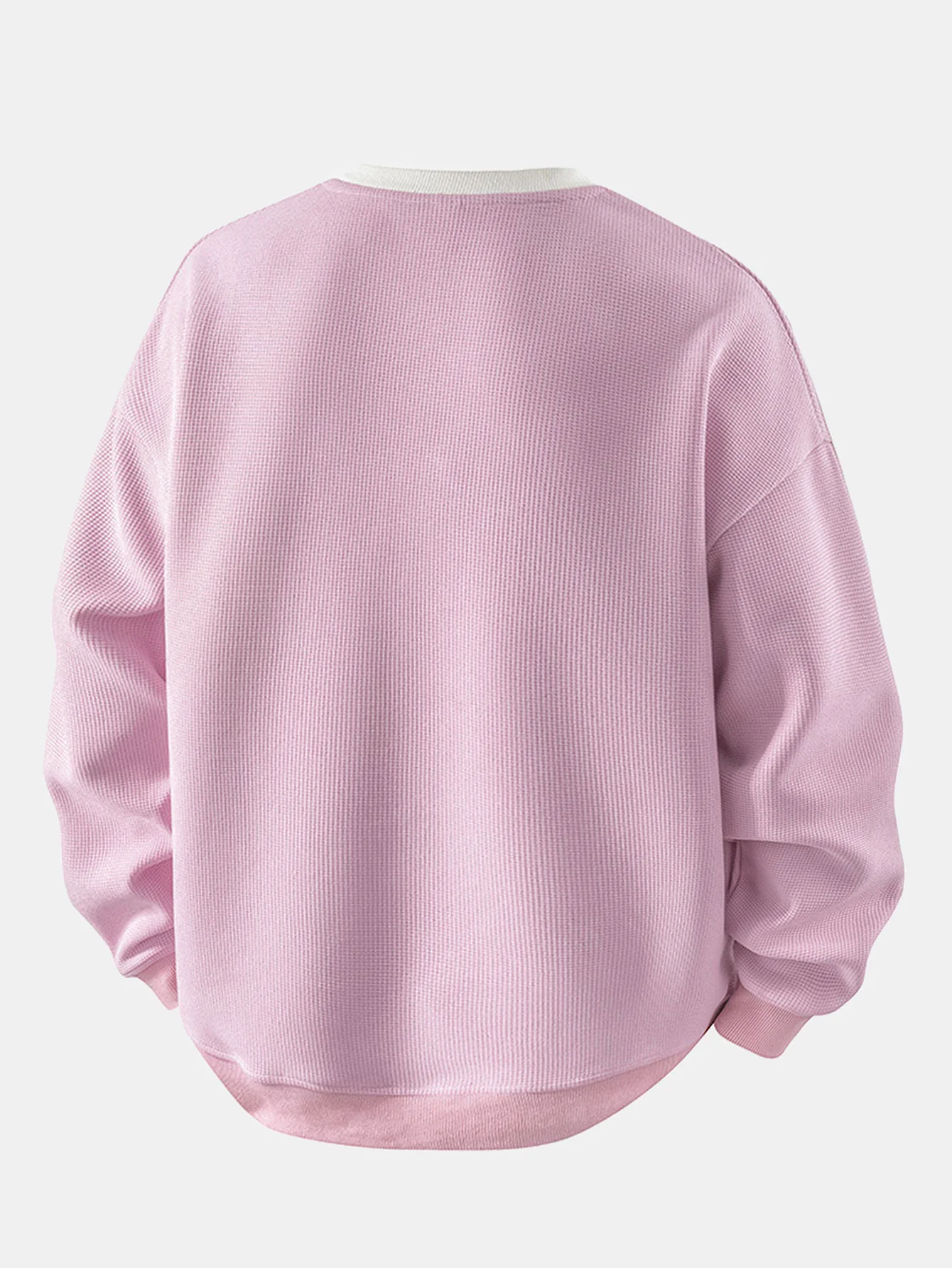 Locker sitzendes gestreiftes Waffel-Sweatshirt mit Rundhalsausschnitt - Image 8