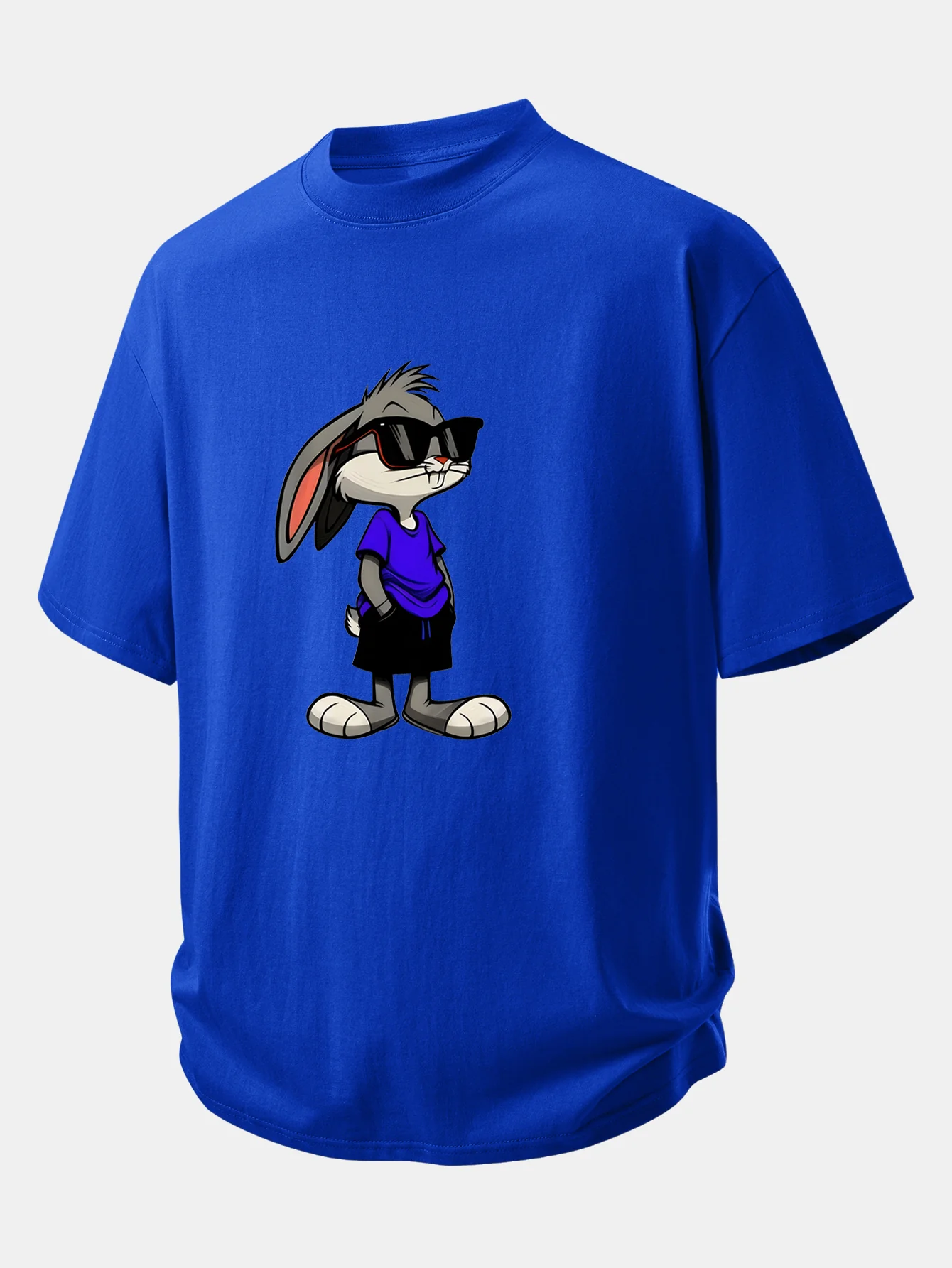 Relax Fit Sunglasses Rabbit Print Cotton T-Shirt
