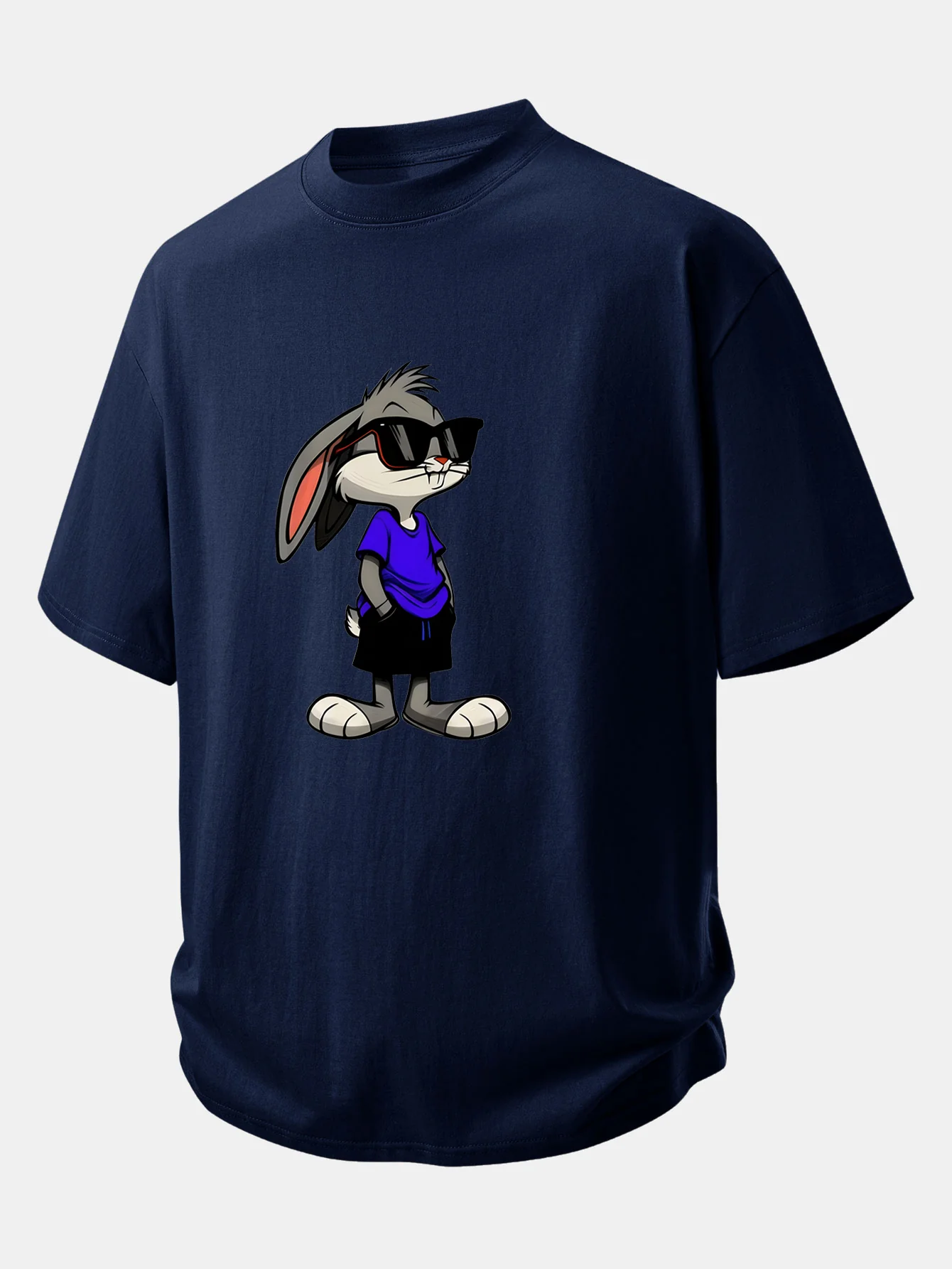Relax Fit Sunglasses Rabbit Print Cotton T-Shirt - Image 11