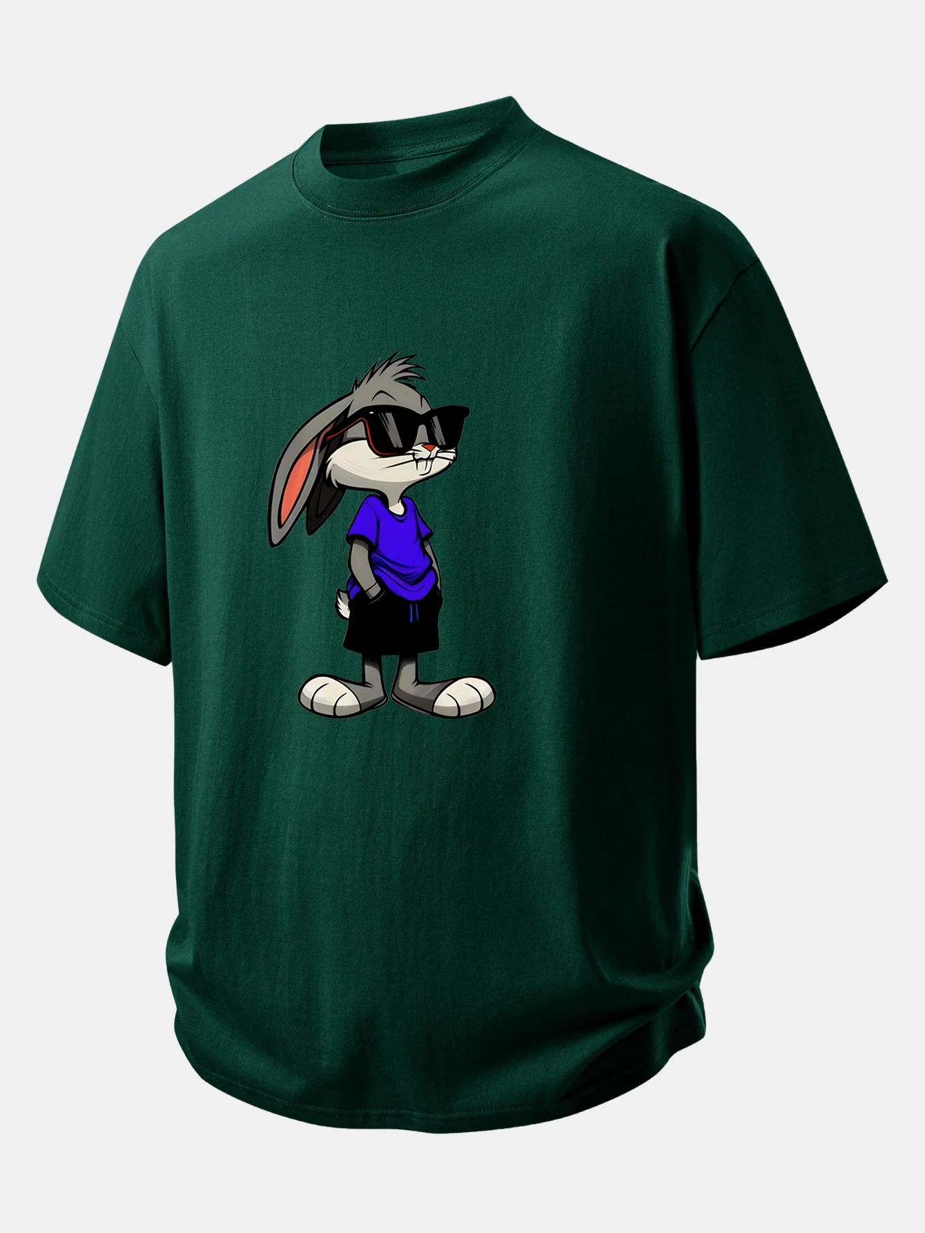 Relax Fit Sunglasses Rabbit Print Cotton T-Shirt - Image 12