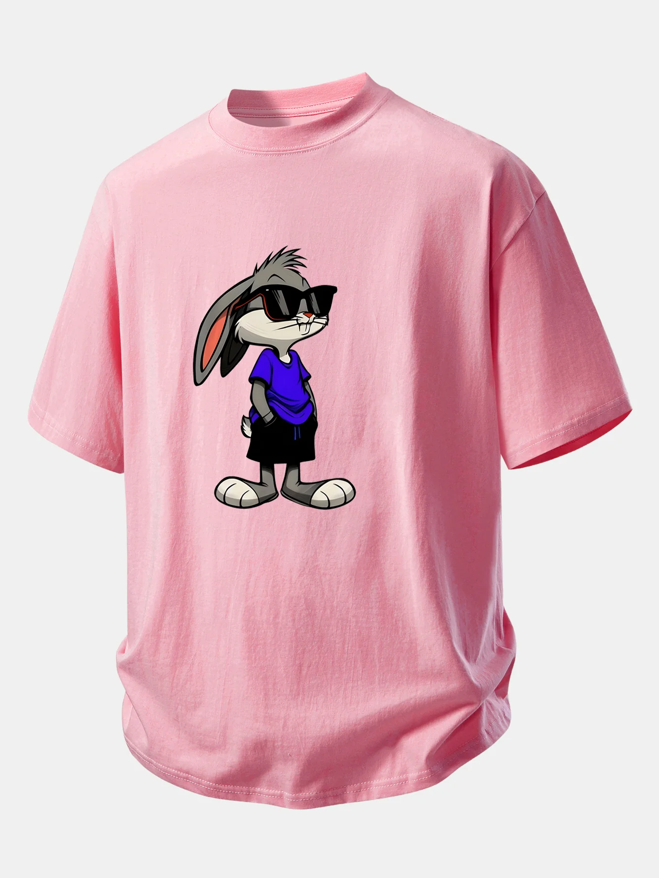 Relax Fit Sunglasses Rabbit Print Cotton T-Shirt - Image 4
