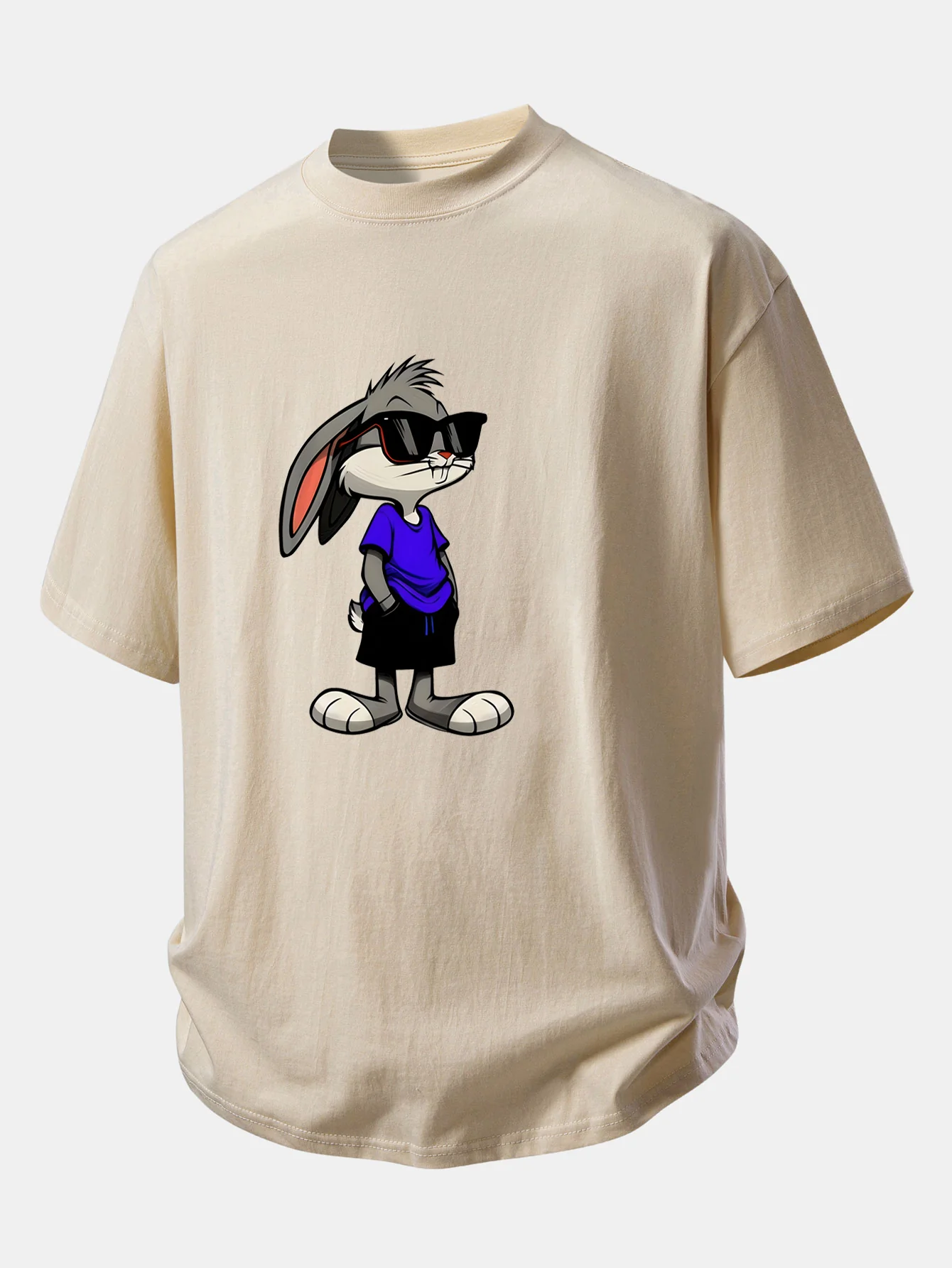 Relax Fit Sunglasses Rabbit Print Cotton T-Shirt - Image 5