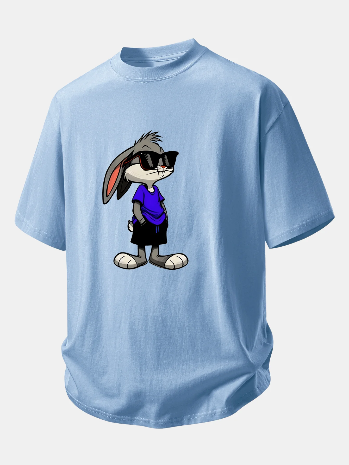 Relax Fit Sunglasses Rabbit Print Cotton T-Shirt - Image 6