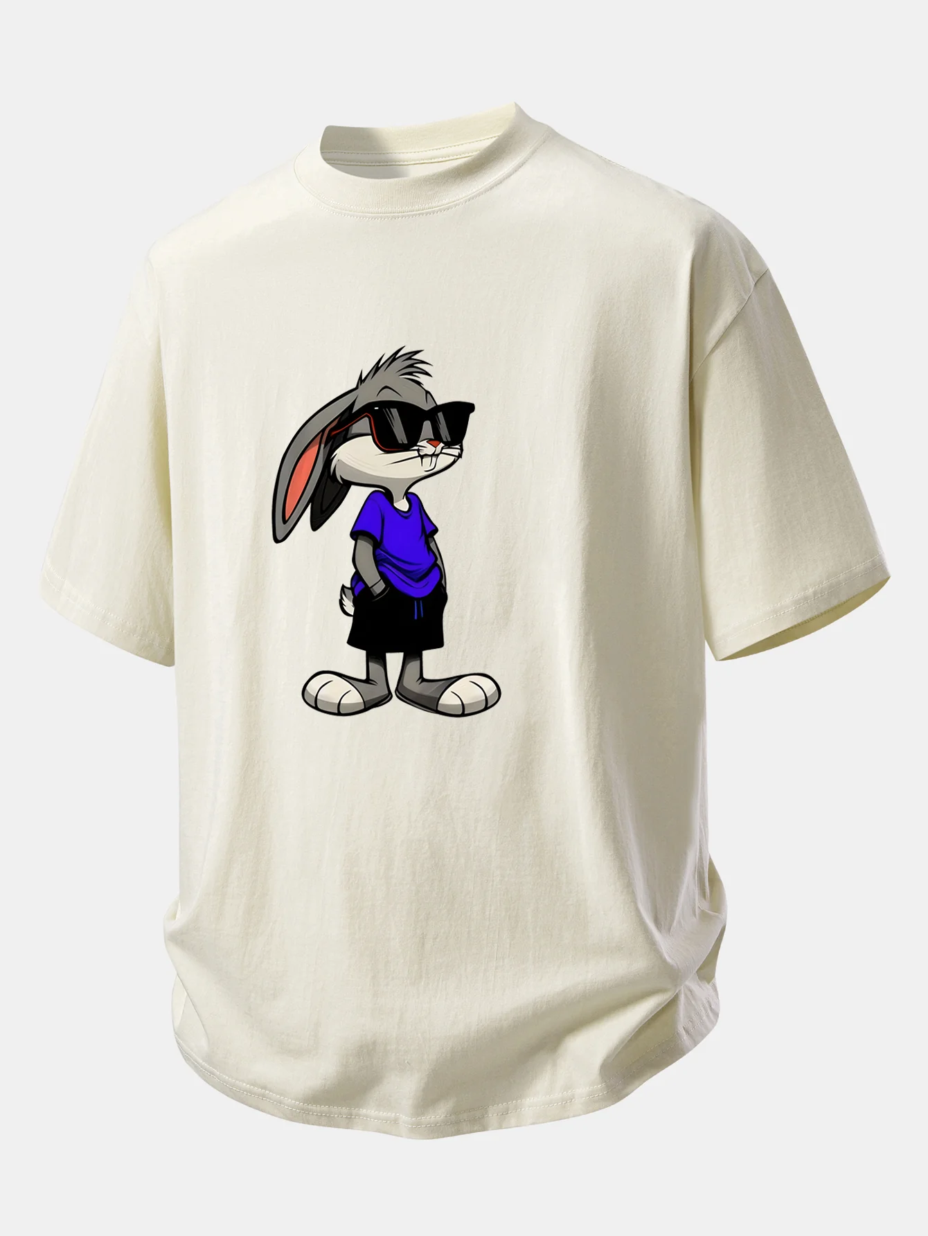 Relax Fit Sunglasses Rabbit Print Cotton T-Shirt - Image 7