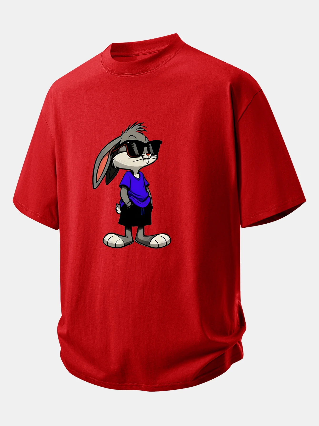 Relax Fit Sunglasses Rabbit Print Cotton T-Shirt - Image 8
