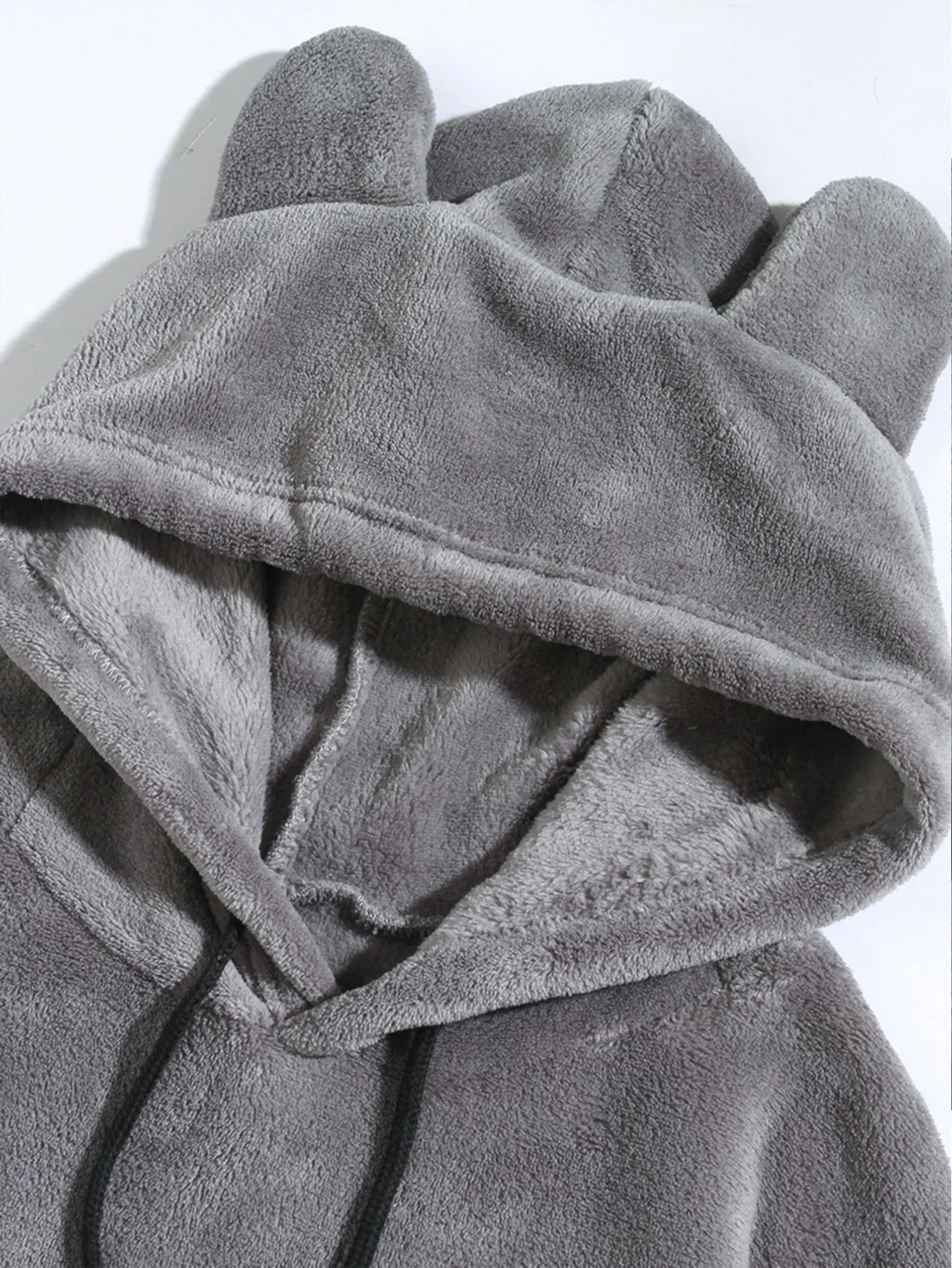 Entspannte Passform Teddy-Fleece-Hoodie mit Ohren - Image 11