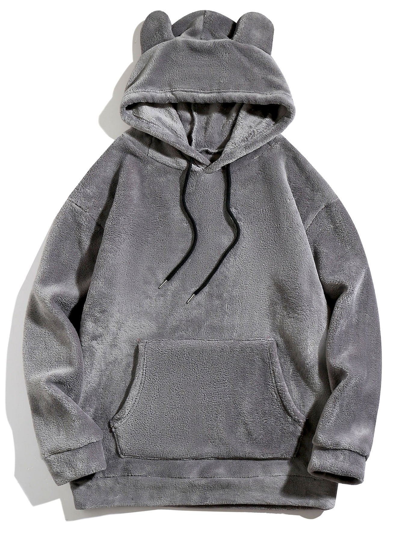 Entspannte Passform Teddy-Fleece-Hoodie mit Ohren - Image 3