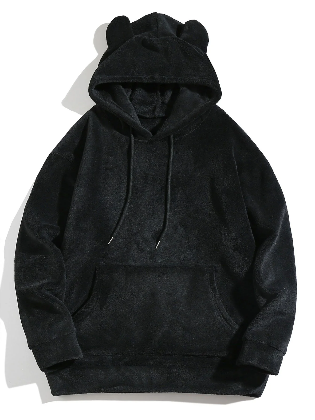 Entspannte Passform Teddy-Fleece-Hoodie mit Ohren - Image 5