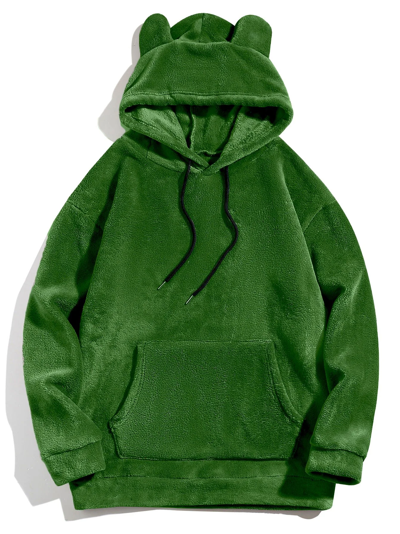 Entspannte Passform Teddy-Fleece-Hoodie mit Ohren - Image 7