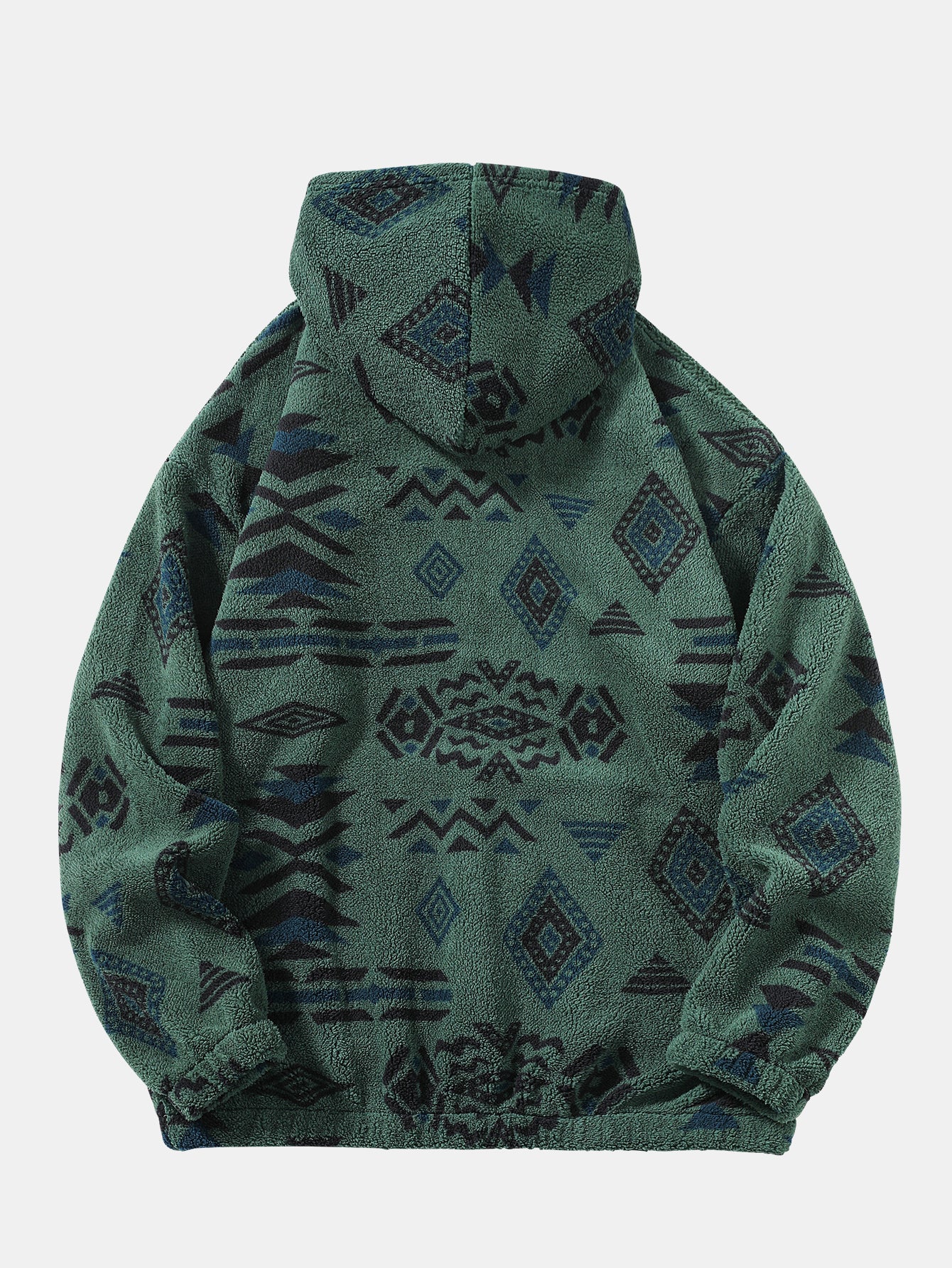 Relax Fit Tribal Geometry Teddy Hoodie - Image 4