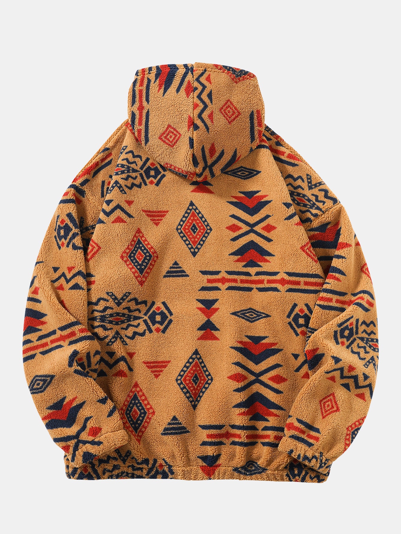 Relax Fit Tribal Geometry Teddy Hoodie - Image 6