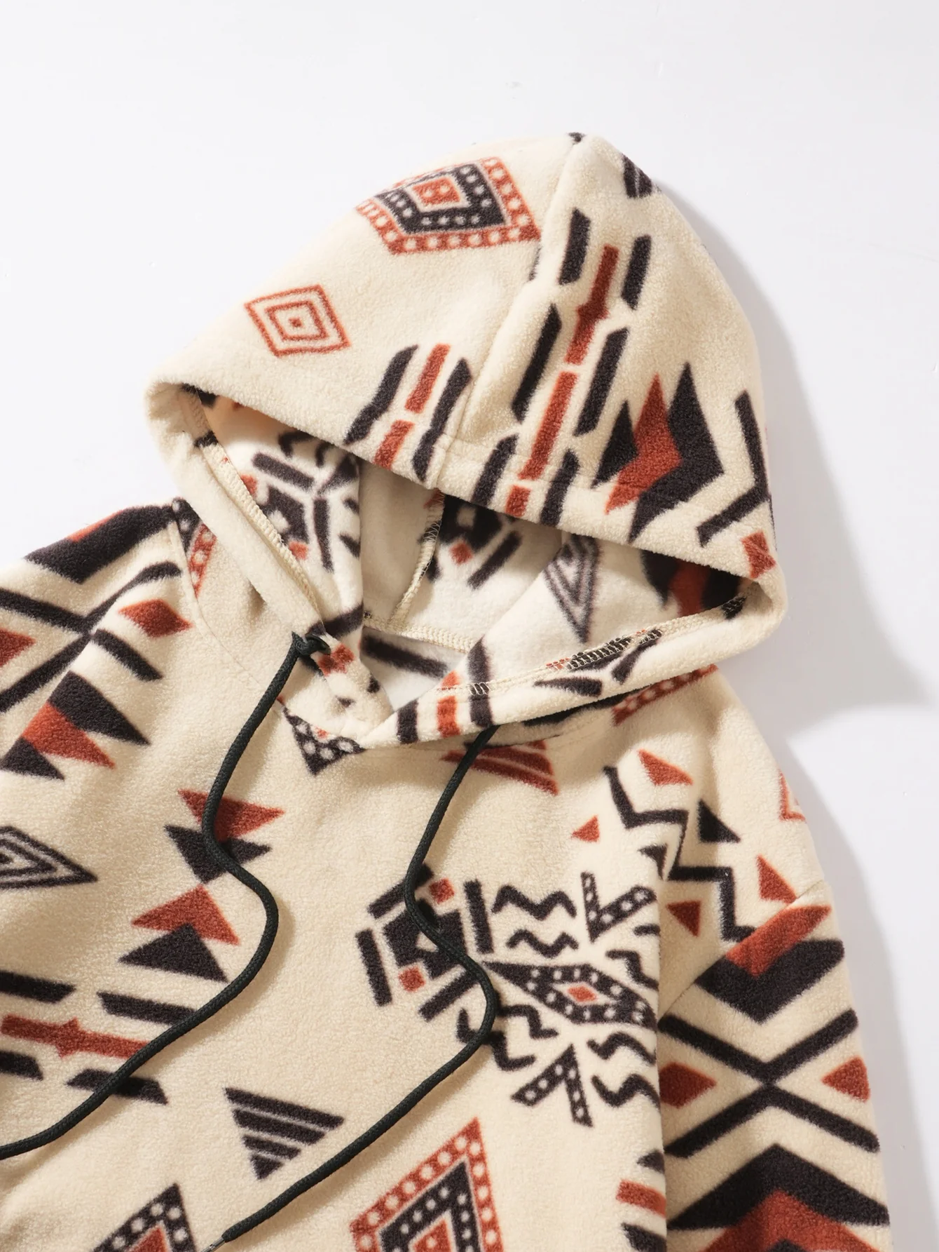 Relax Fit Tribal Geometry Teddy Hoodie & Jogger Pants - Image 11