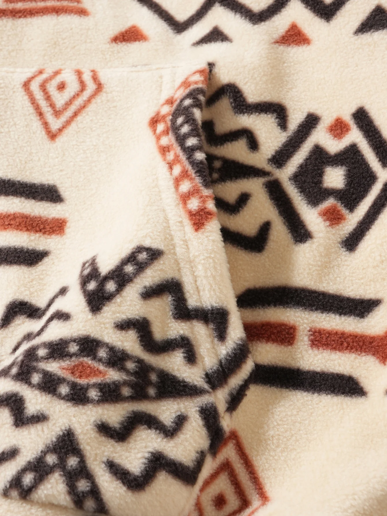 Relax Fit Tribal Geometry Teddy Hoodie & Jogger Pants - Image 12