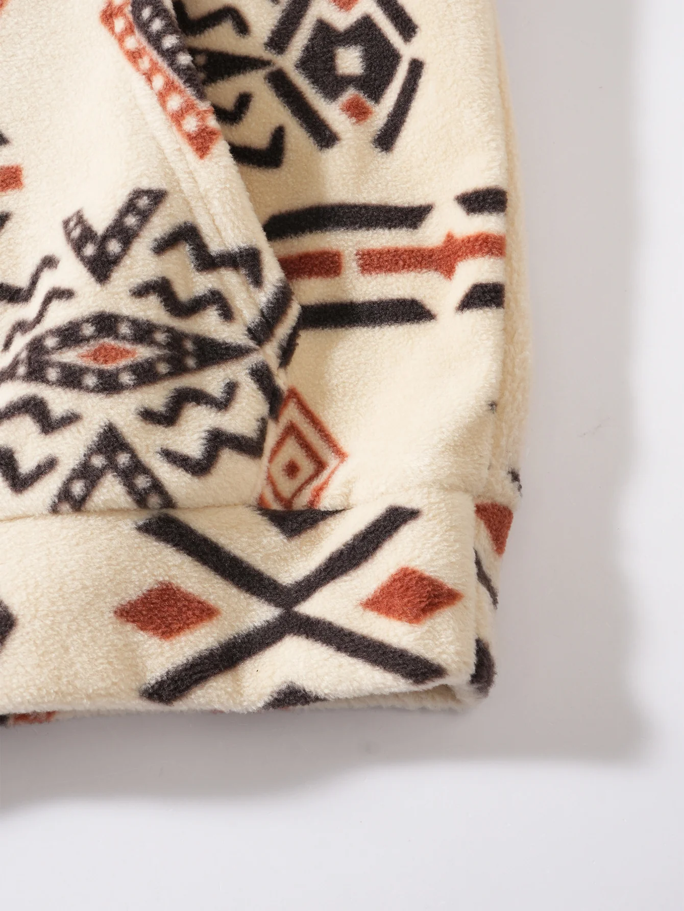 Relax Fit Tribal Geometry Teddy Hoodie & Jogger Pants - Image 13