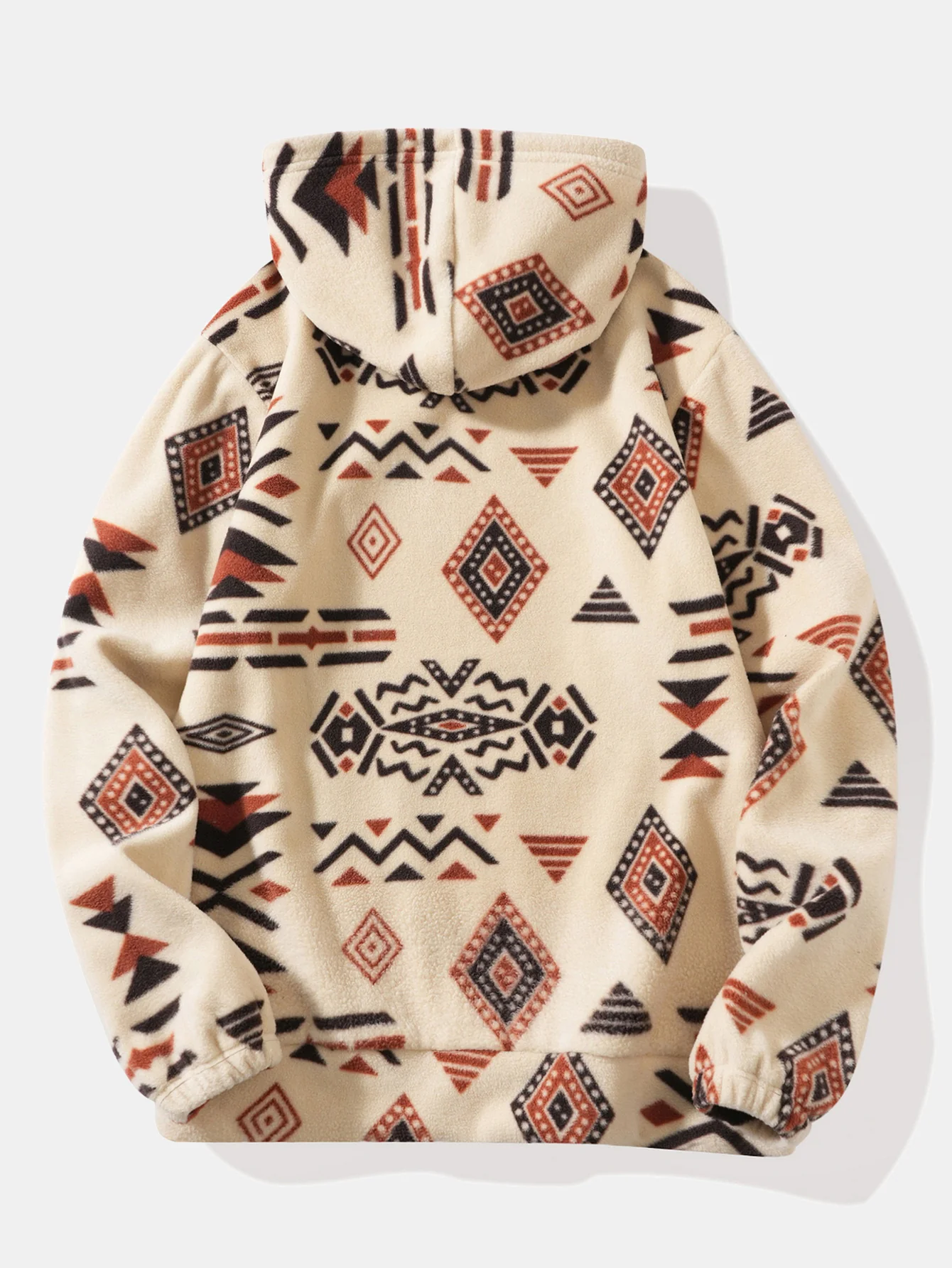 Relax Fit Tribal Geometry Teddy Hoodie & Jogger Pants - Image 4