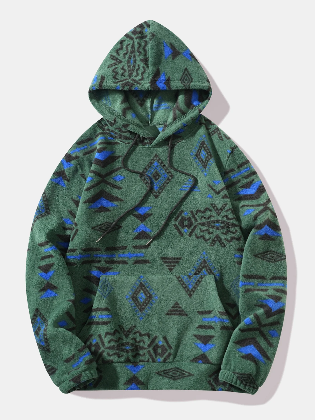 Relax Fit Tribal Geometry Teddy Hoodie & Jogger Pants - Image 7