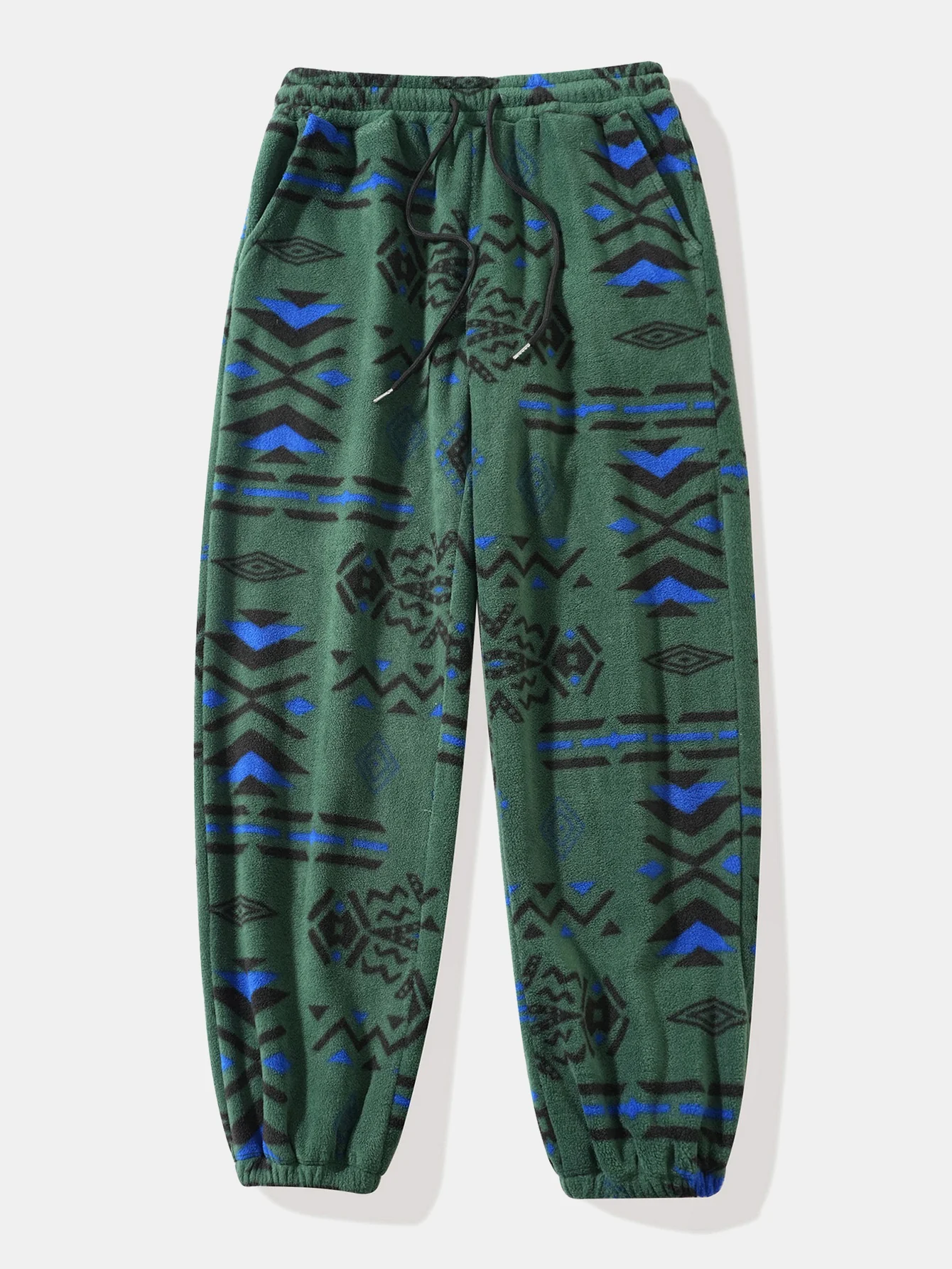 Relax Fit Tribal Geometry Teddy Hoodie & Jogger Pants - Image 9
