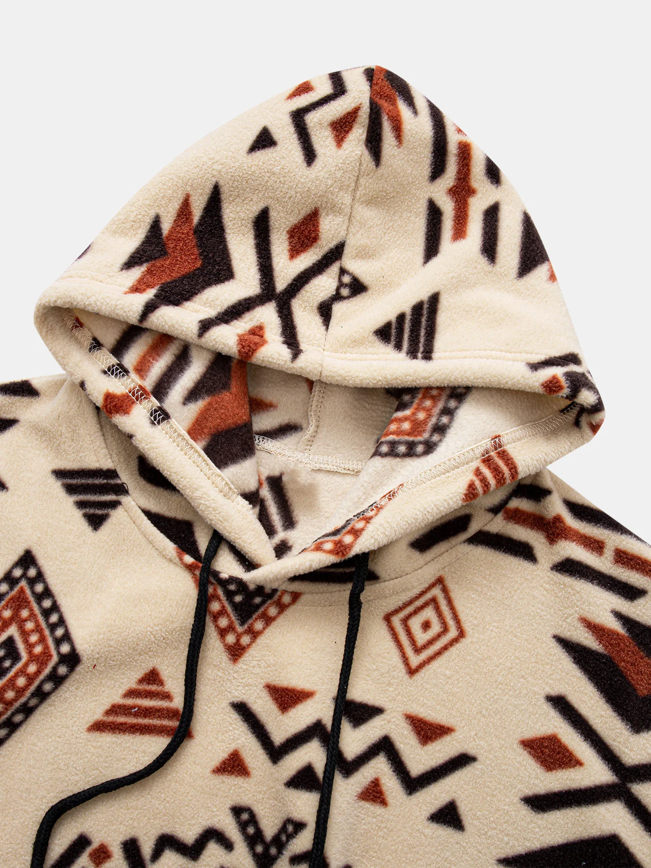 Relax Fit Tribal Geometry Teddy Hoodie & Shorts - Image 11