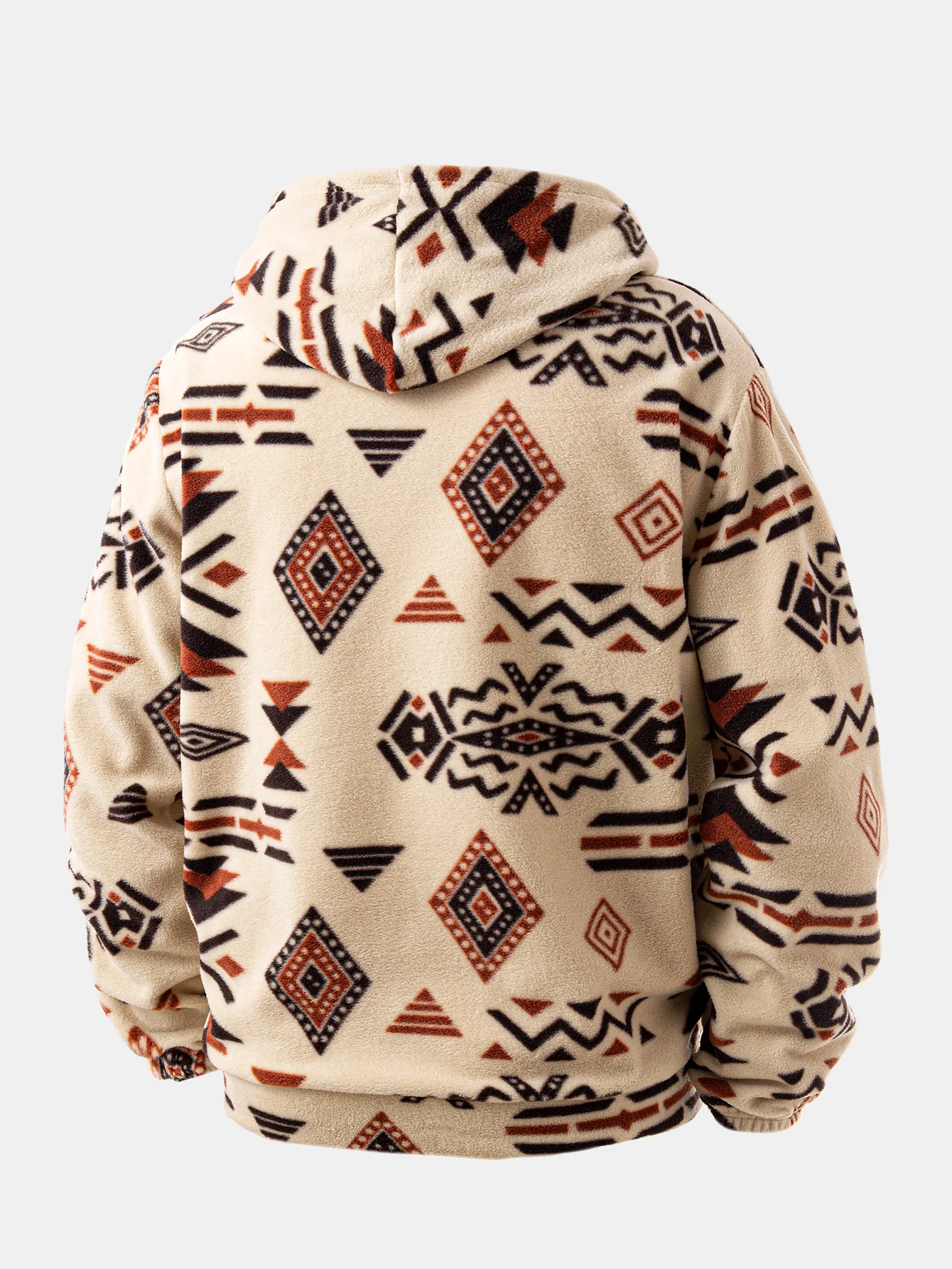 Relax Fit Tribal Geometry Teddy Hoodie & Shorts - Image 4