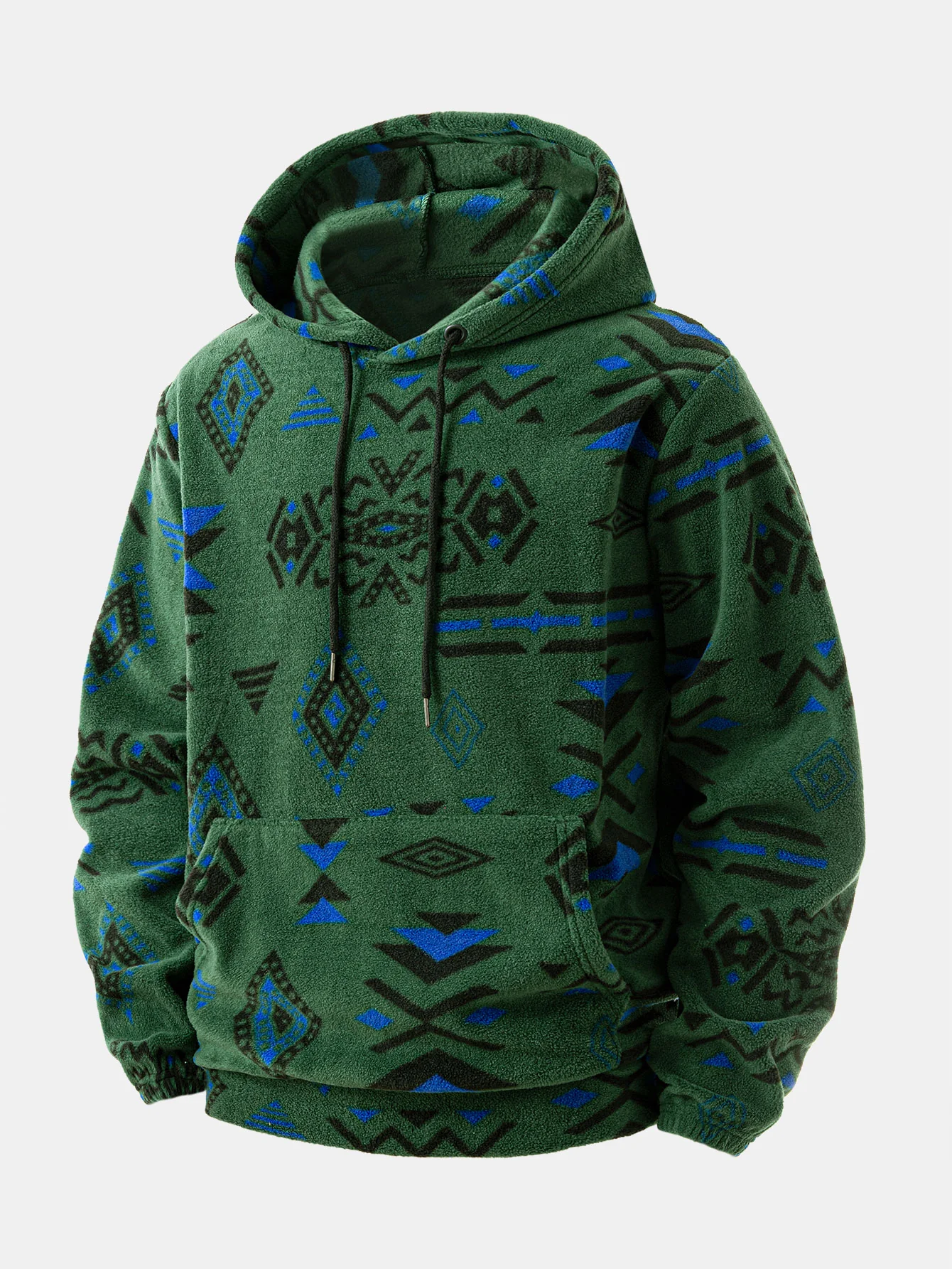 Relax Fit Tribal Geometry Teddy Hoodie & Shorts - Image 5